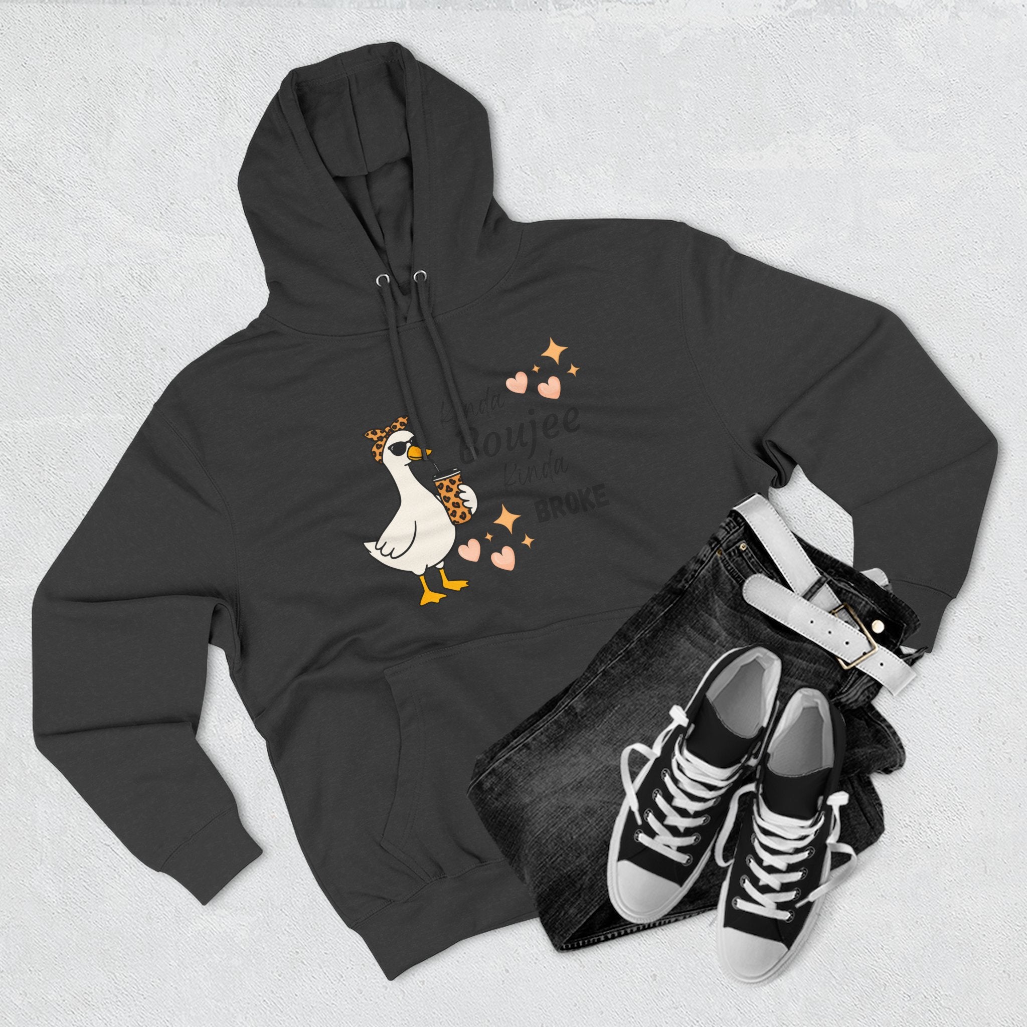 Duck Graphic Hoodie — "A Little Boujee, Kinda Broke" Cute Casual Pullover