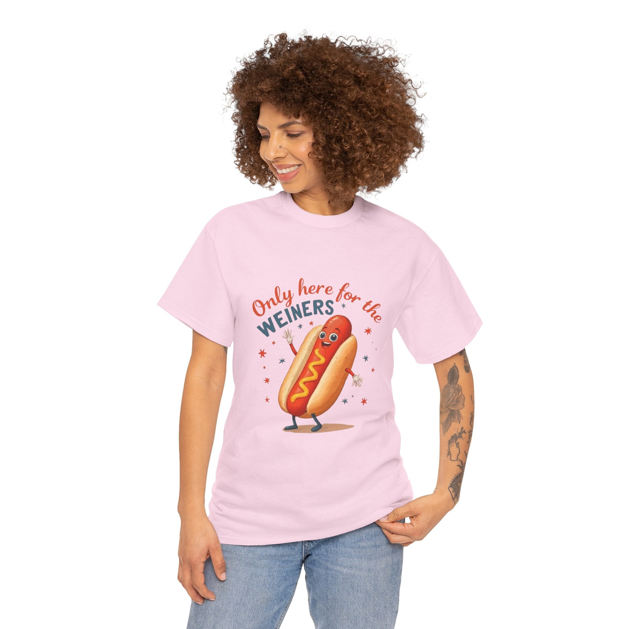 Funny Hot Dog Tee — "Only Here for the Weiners" Graphic T-Shirt