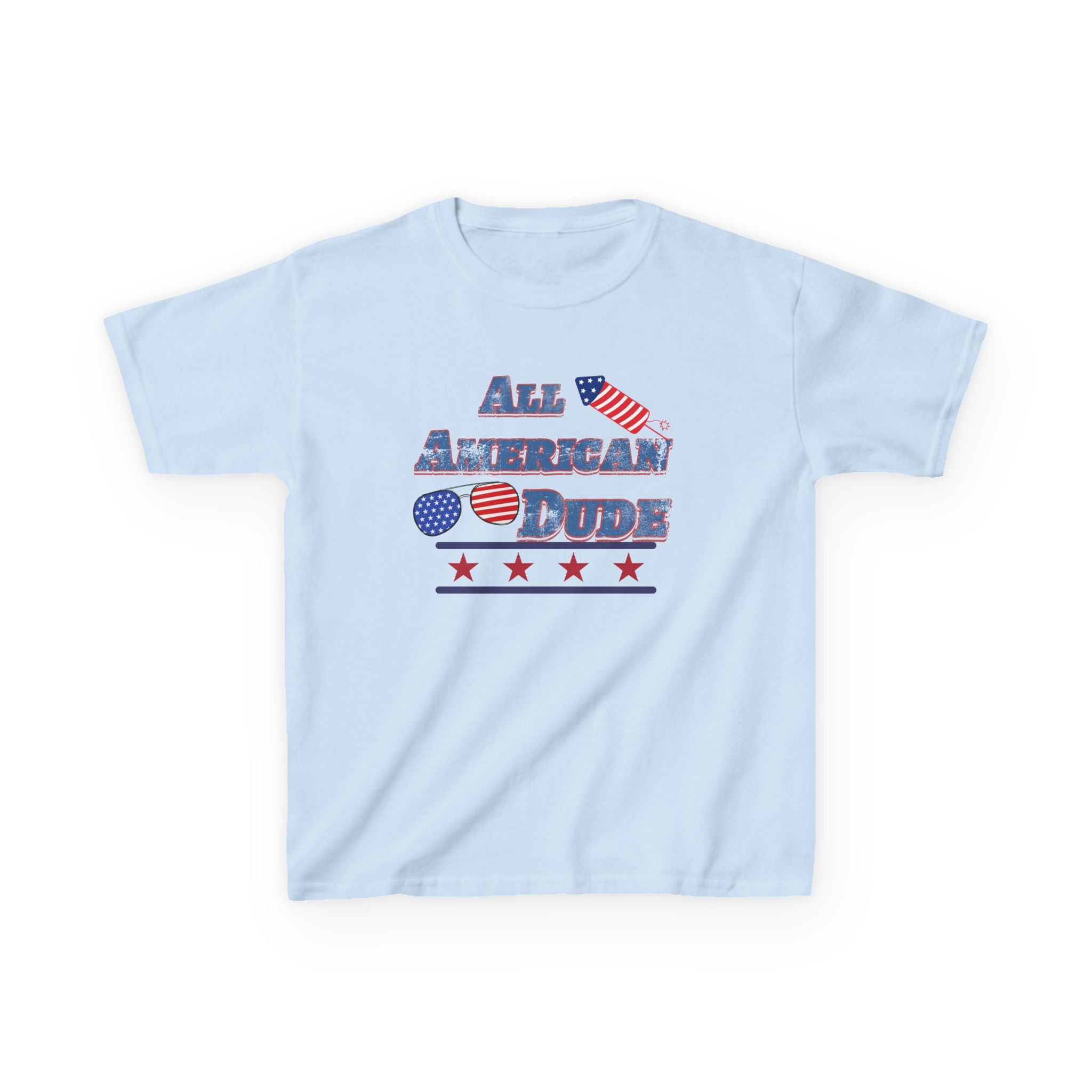 Kids Tee — "All American Dude" Patriotic 4th of July T-Shirt