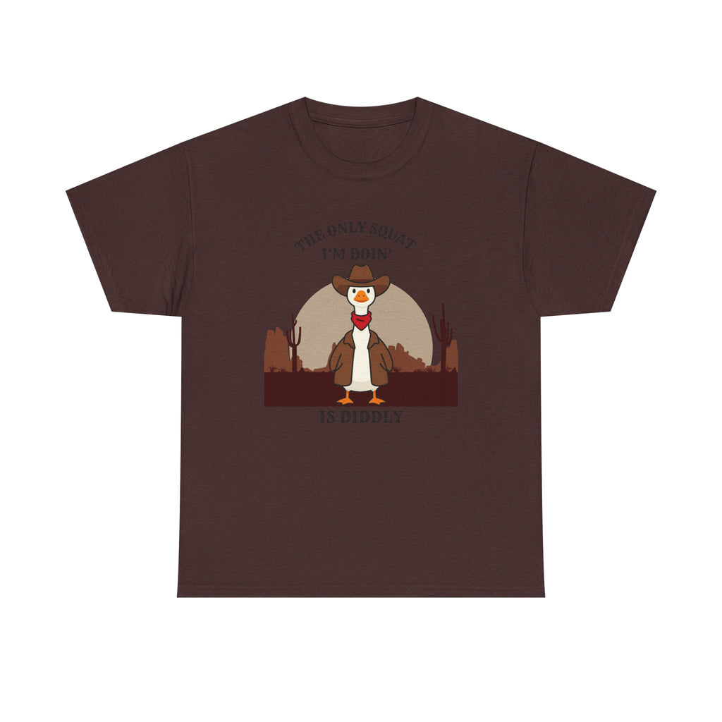 Cowboy Ferret Graphic Tee — "The Only Squat I'm Doin' Is Diddly" Cute Western Animal T-Shirt
