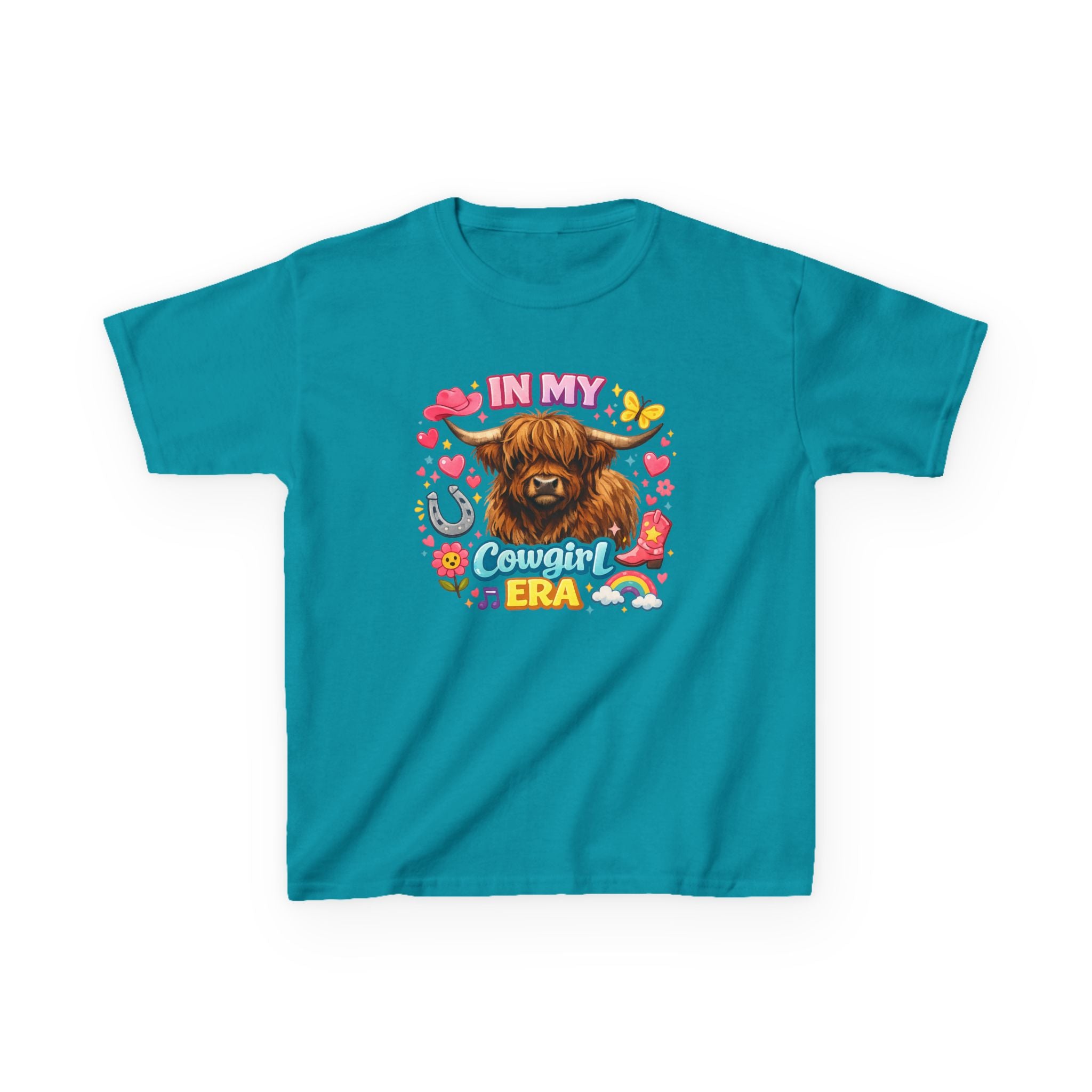 Kids Tee — "In My Cowgirl Era" Highland Cow Graphic