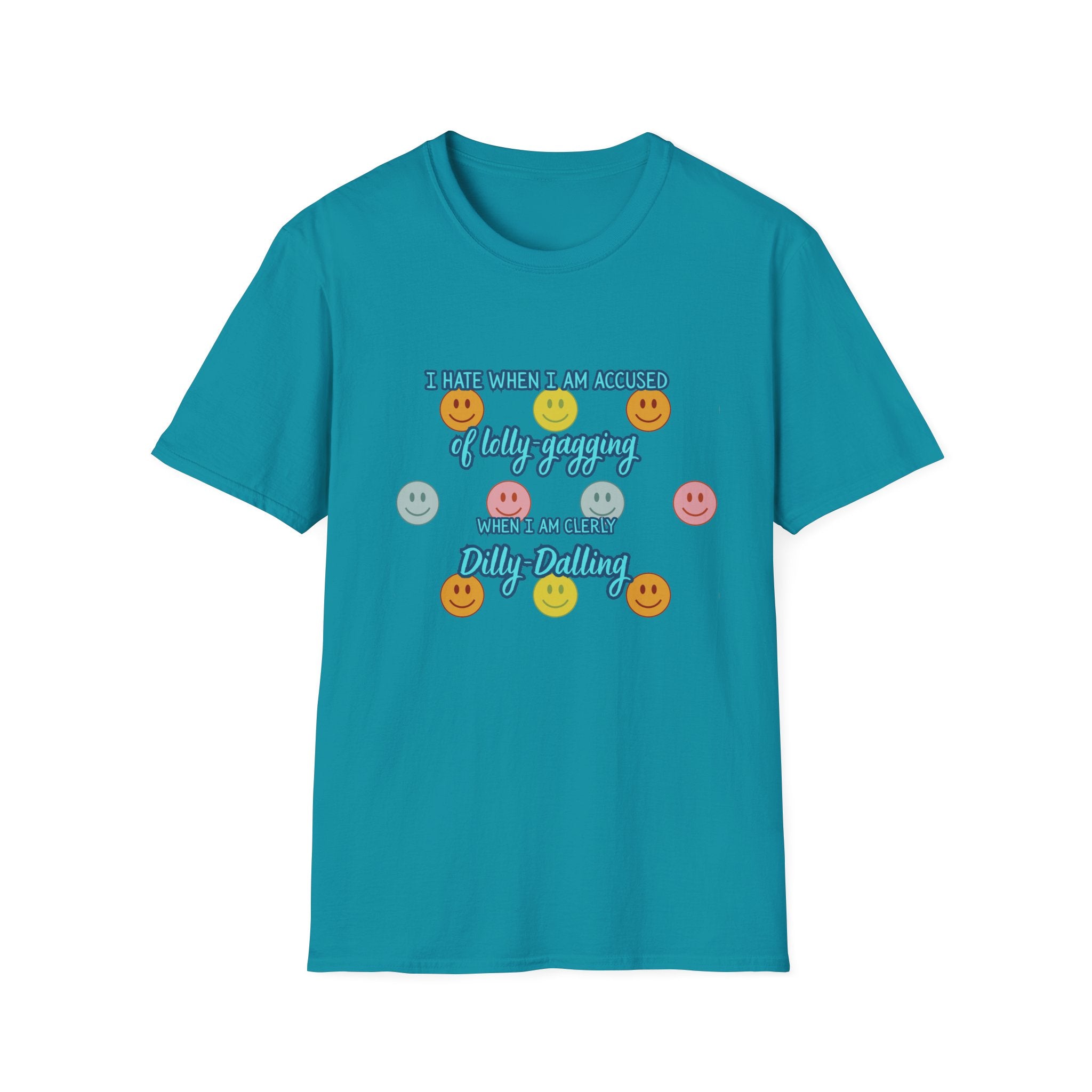 Funny 'I Hate When I Am accused of lolly-gagging' Graphic T-Shirt — Retro Smiley Face Design