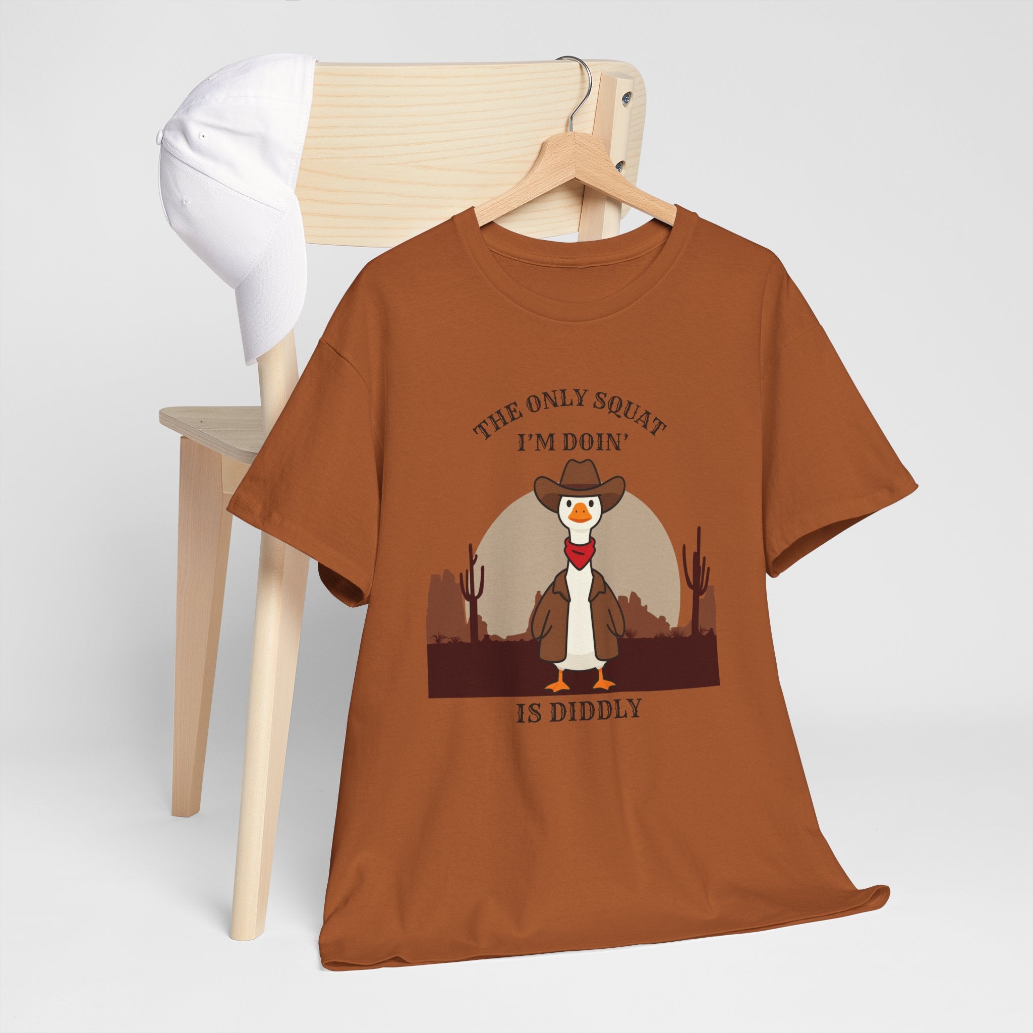 Cowboy Ferret Graphic Tee — "The Only Squat I'm Doin' Is Diddly" Cute Western Animal T-Shirt