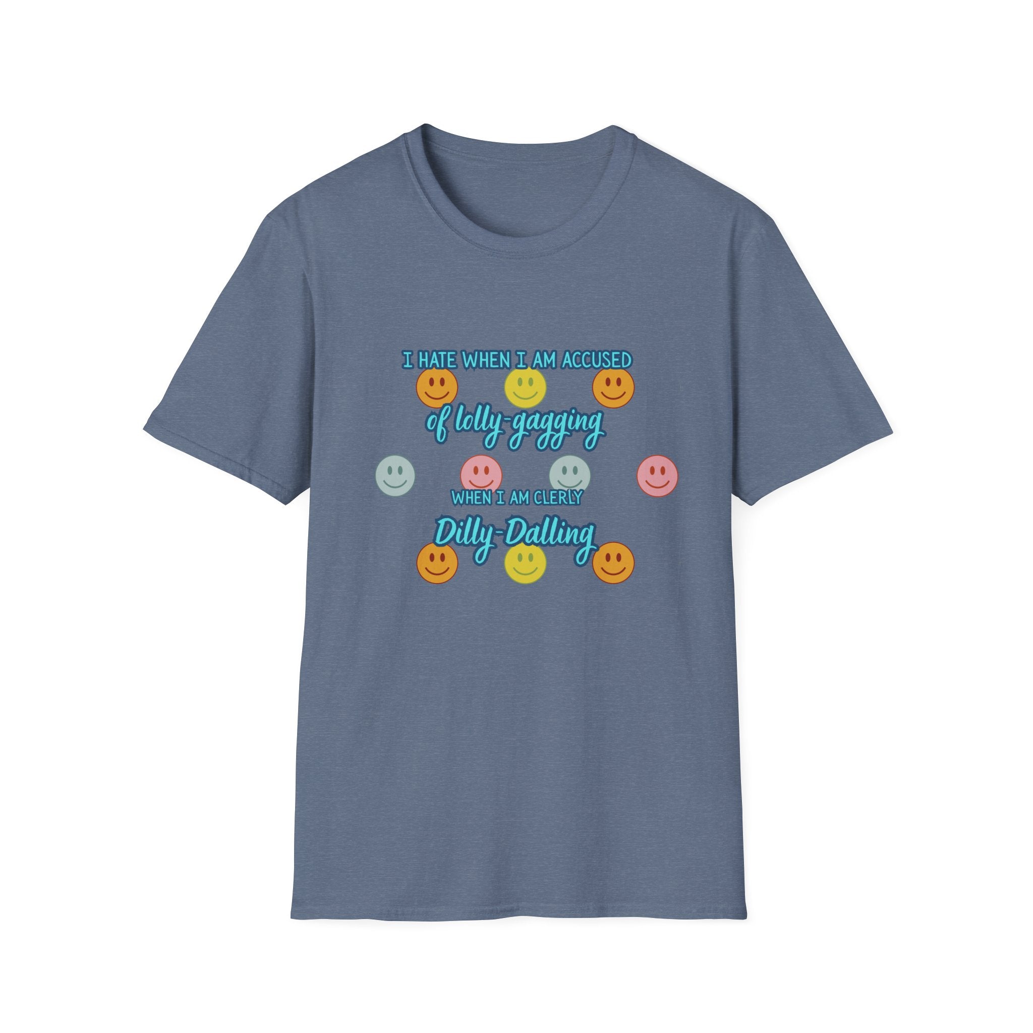 Funny 'I Hate When I Am accused of lolly-gagging' Graphic T-Shirt — Retro Smiley Face Design