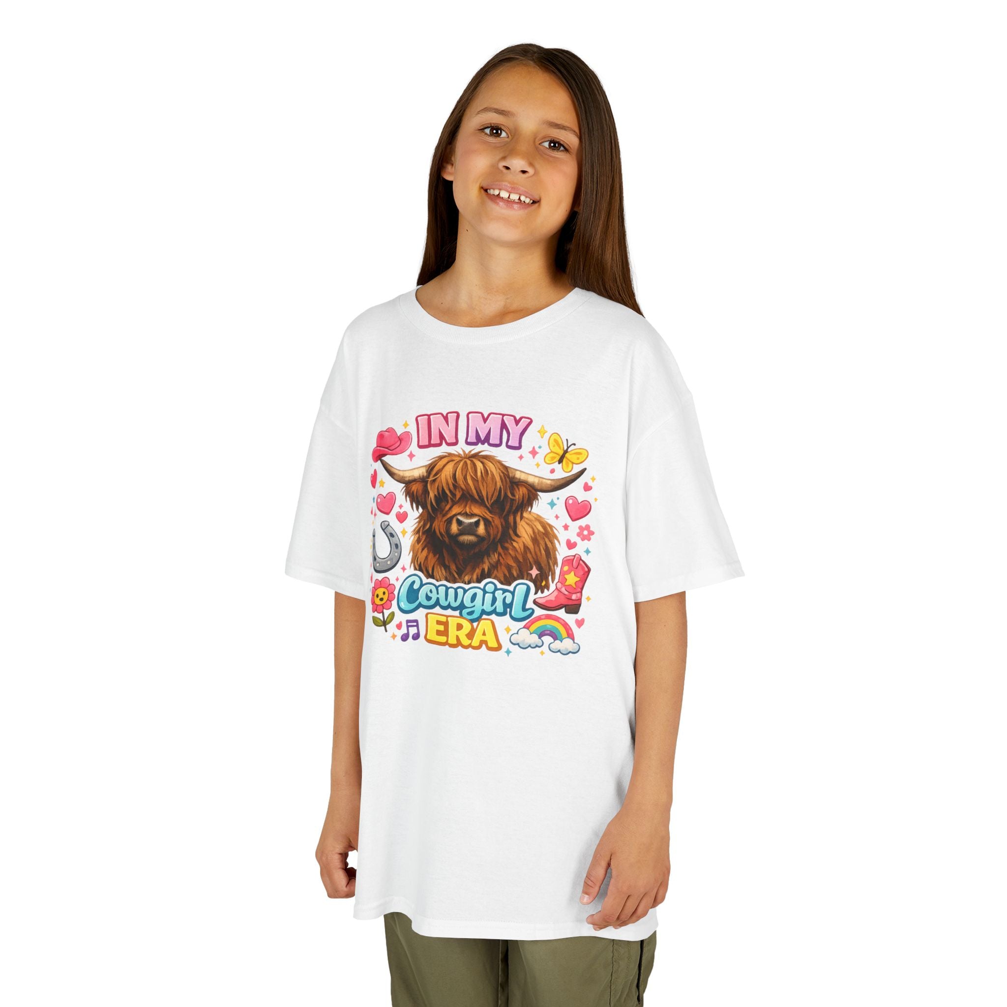 Kids Tee — "In My Cowgirl Era" Highland Cow Graphic