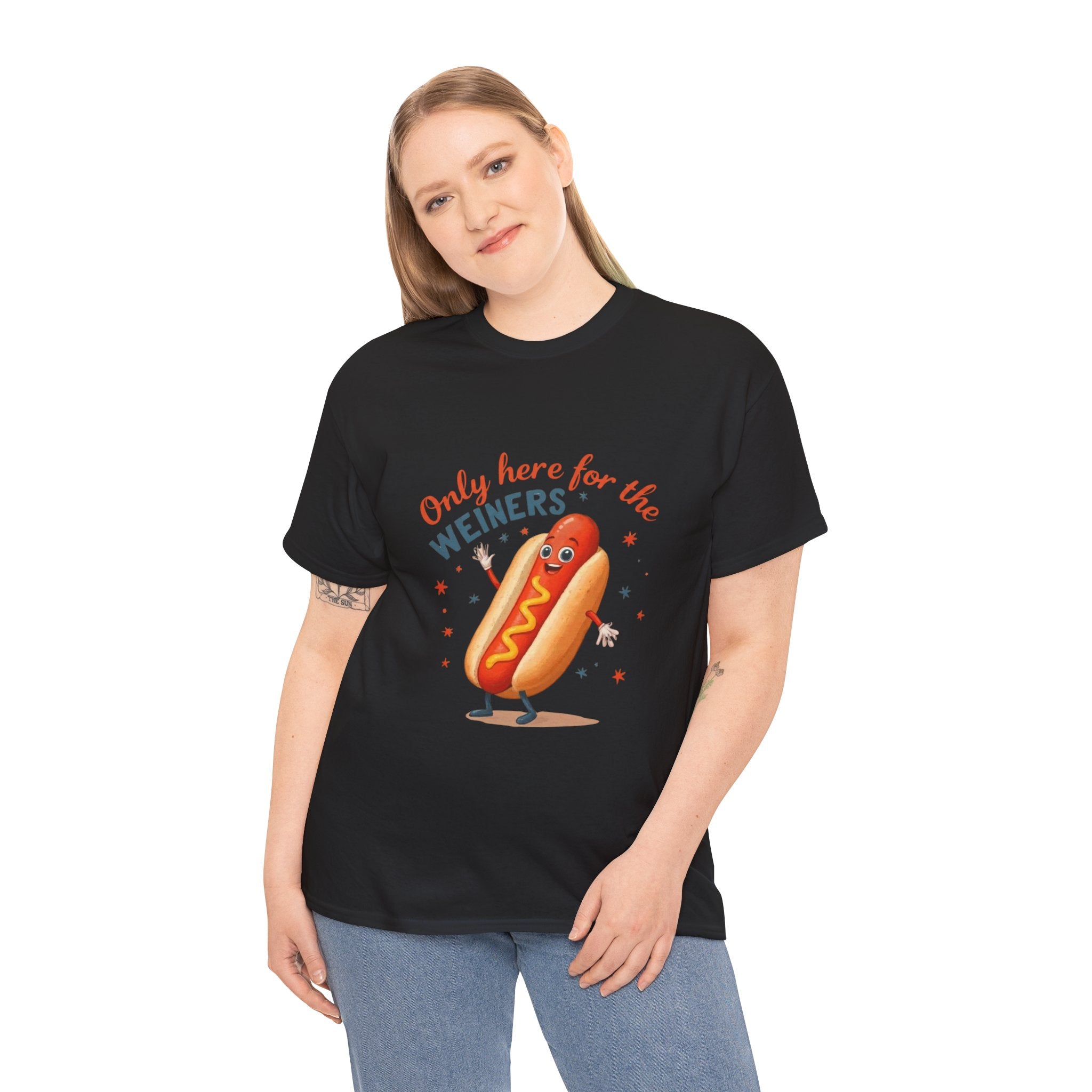 Funny Hot Dog Tee — "Only Here for the Weiners" Graphic T-Shirt