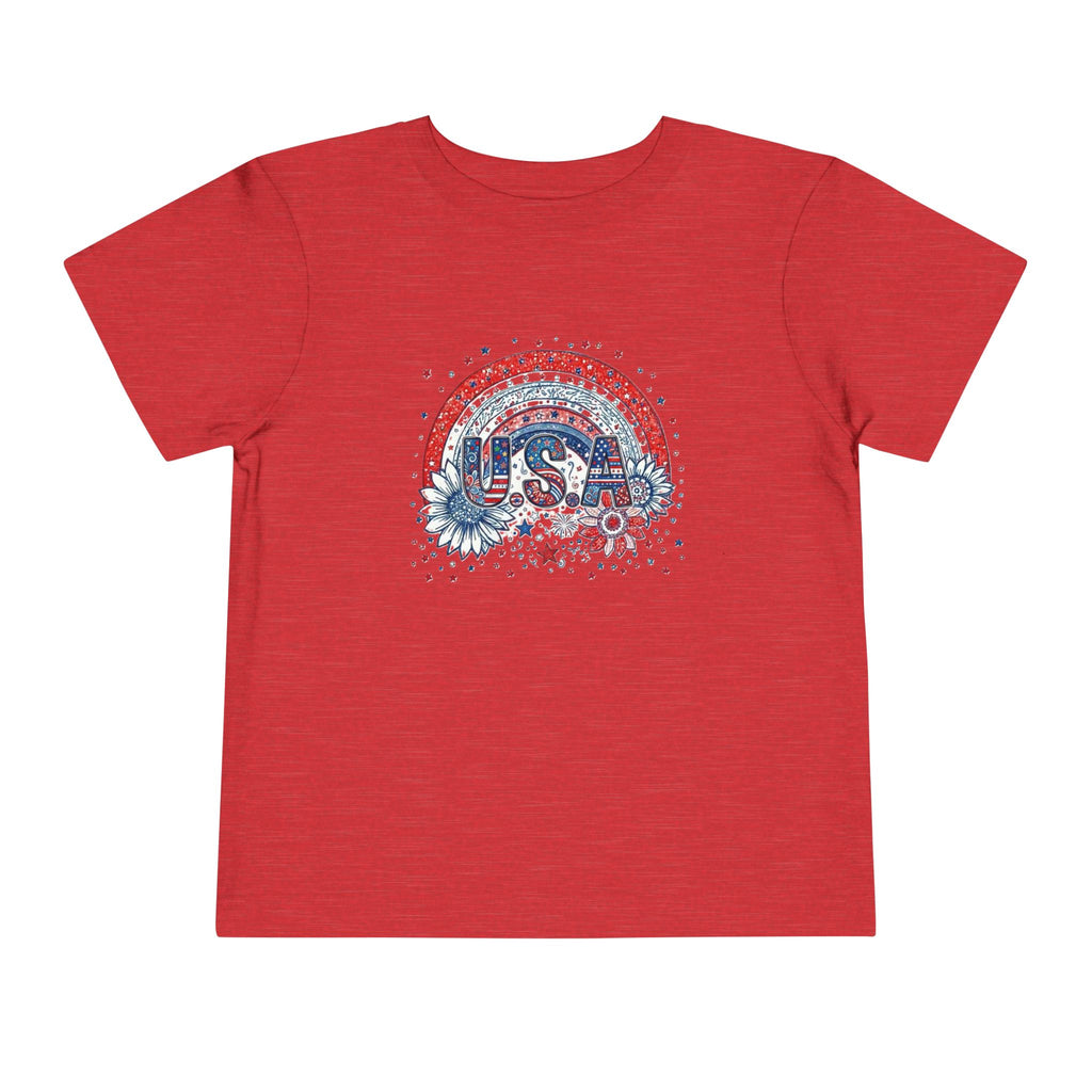 Toddler Tee — USA Rainbow Floral Patriotic 4th of July Shirt