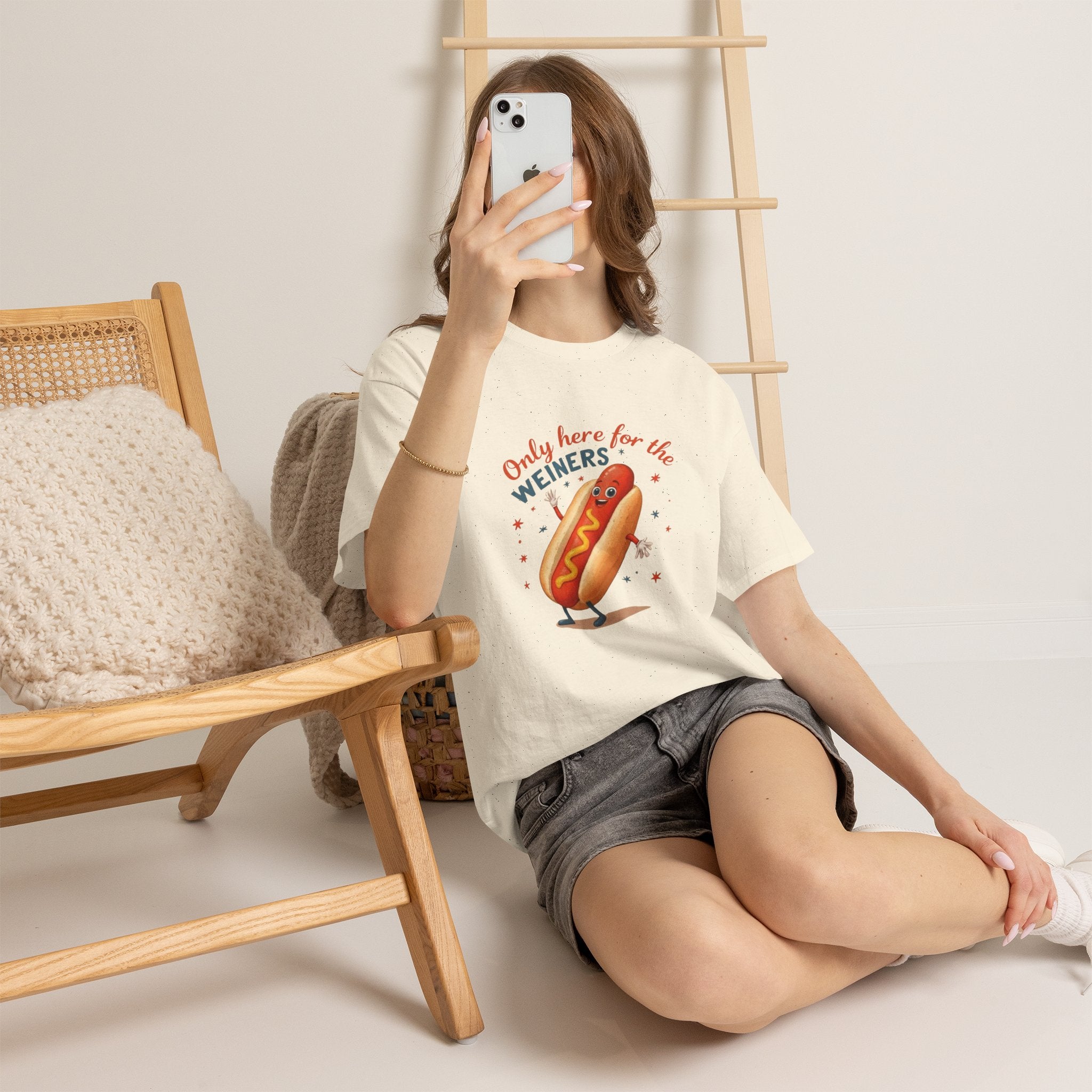 Funny Hot Dog Tee — "Only Here for the Weiners" Graphic T-Shirt