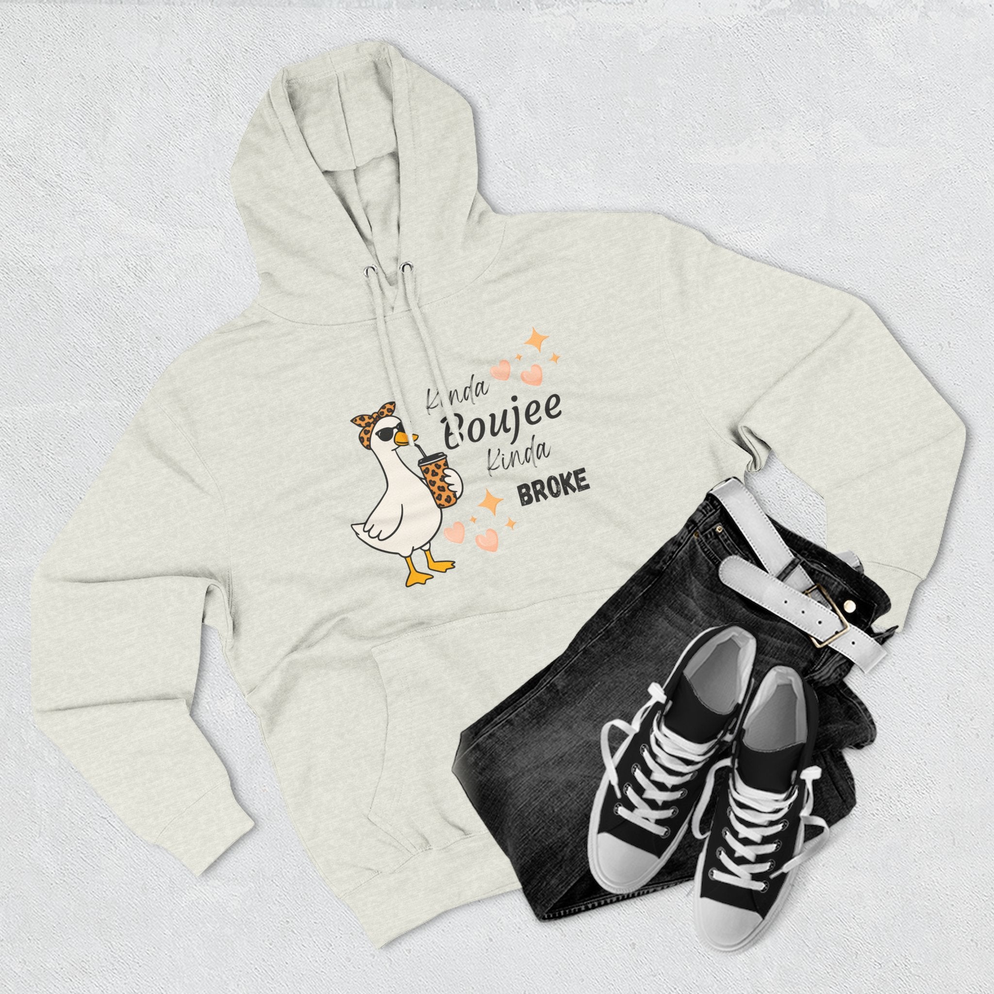 Duck Graphic Hoodie — "A Little Boujee, Kinda Broke" Cute Casual Pullover