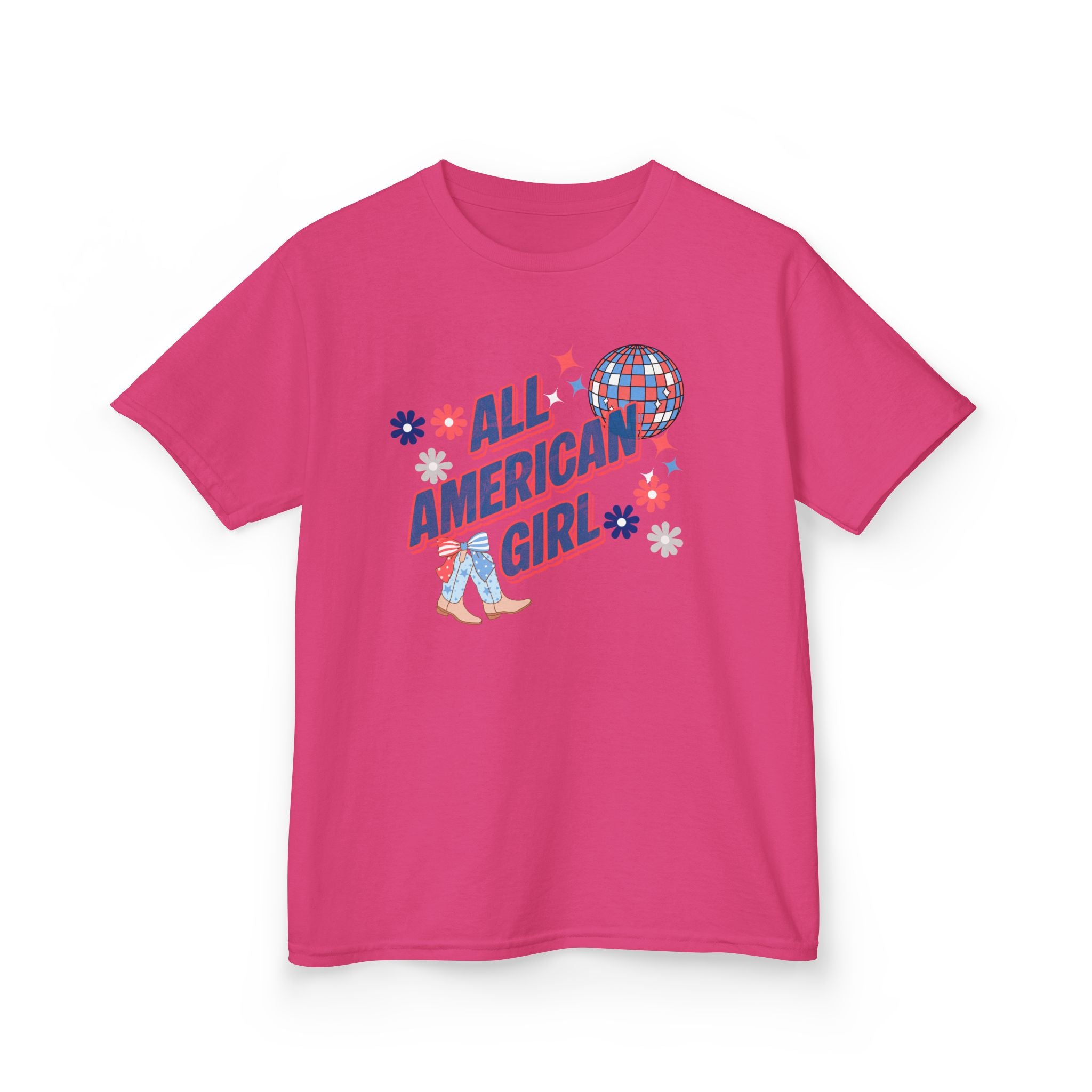 All American Girl Kids T-Shirt — Patriotic 4th of July Tee
