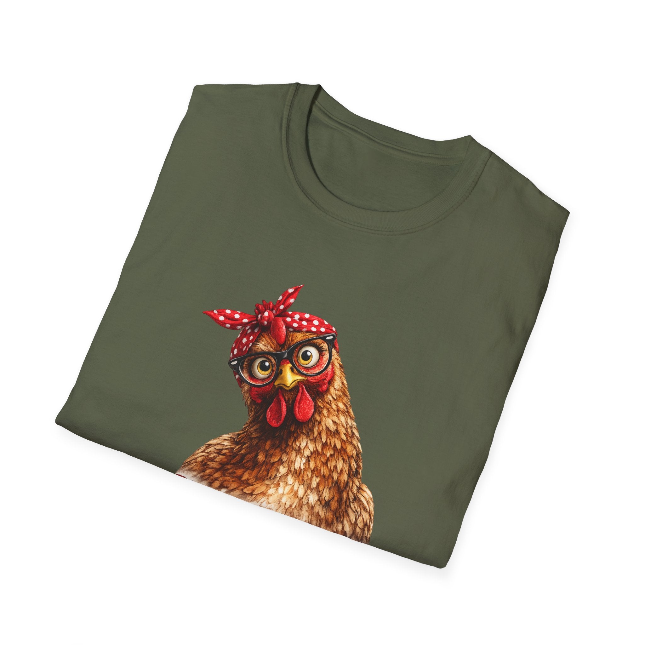 Chicken Graphic T-Shirt — “Cluckin’ Egg-Cuse Me” Vintage Hen Tee