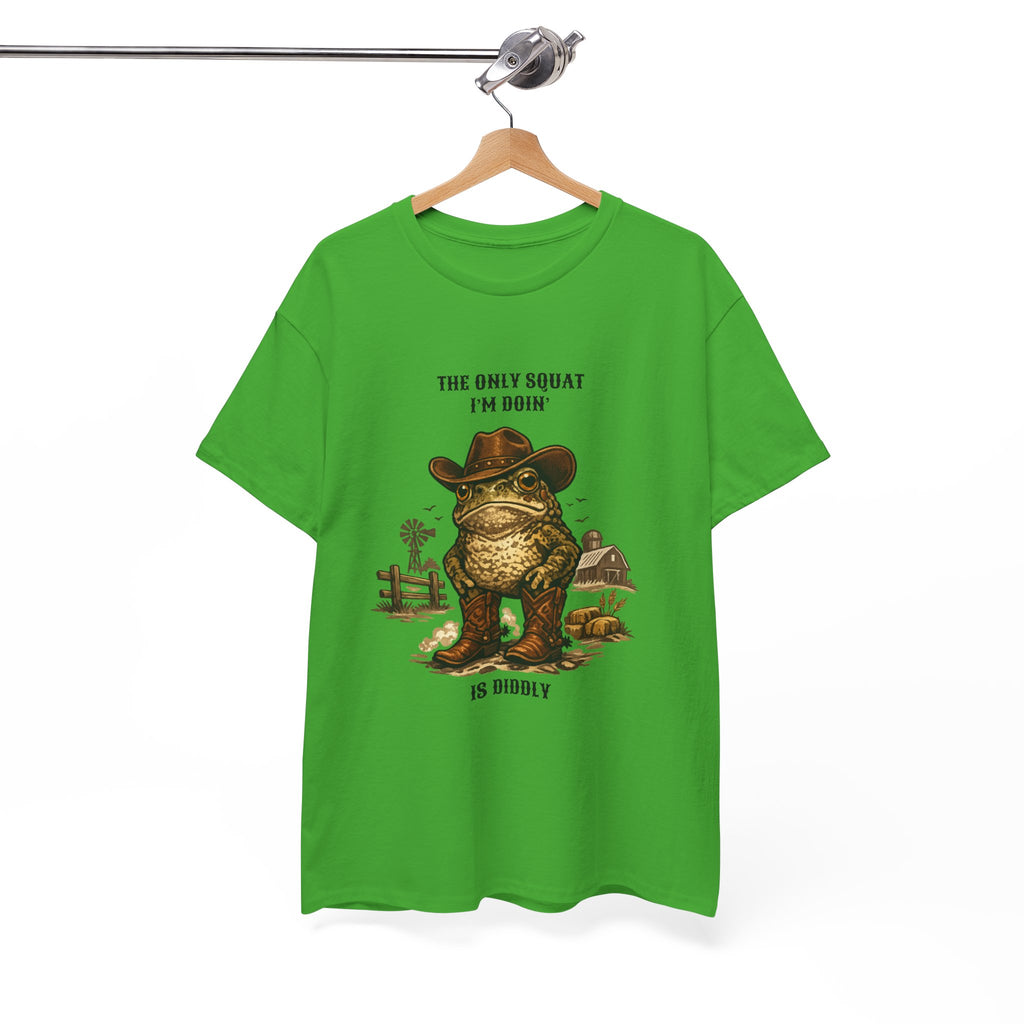Frog Cowboy Tee — “The Only Squat I’m Doin’ Is Diddle” Funny Western Graphic T-Shirt