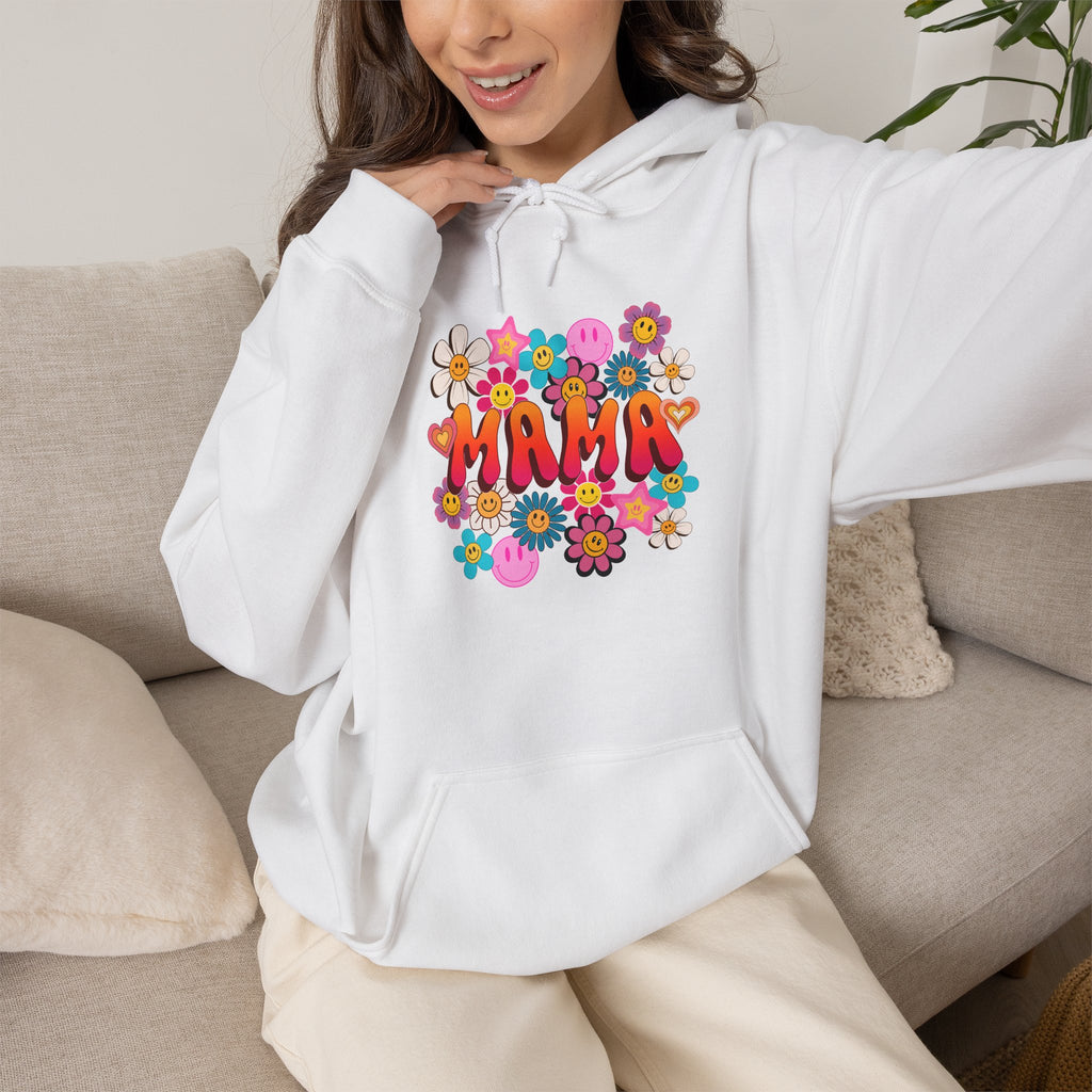 Mama Floral Hoodie — Retro Flower Power "Mama" Sweatshirt