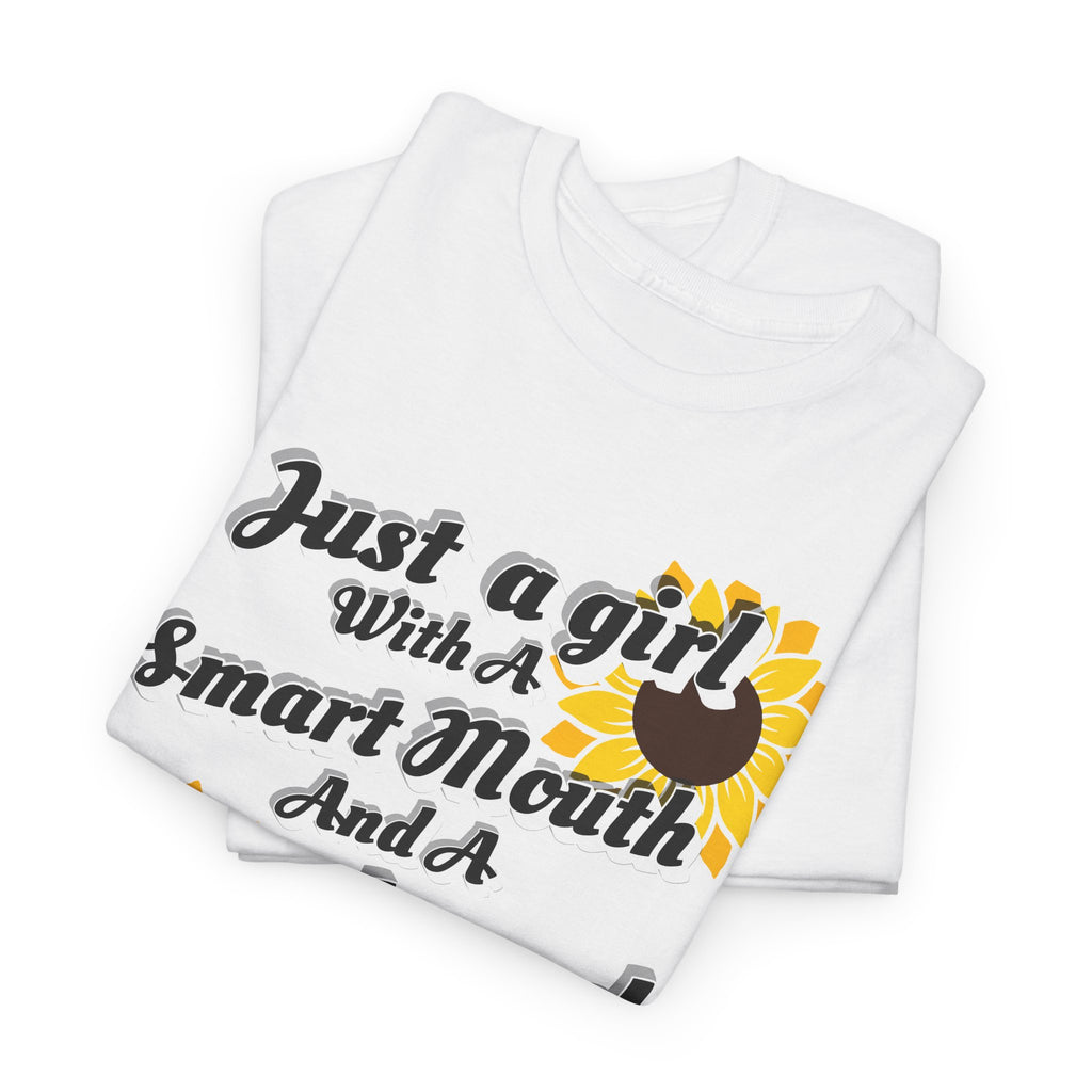 Cornbread Accent T-Shirt – "Just a Girl with a Smart Mouth and a Cornbread Accent" Sunflower Graphic