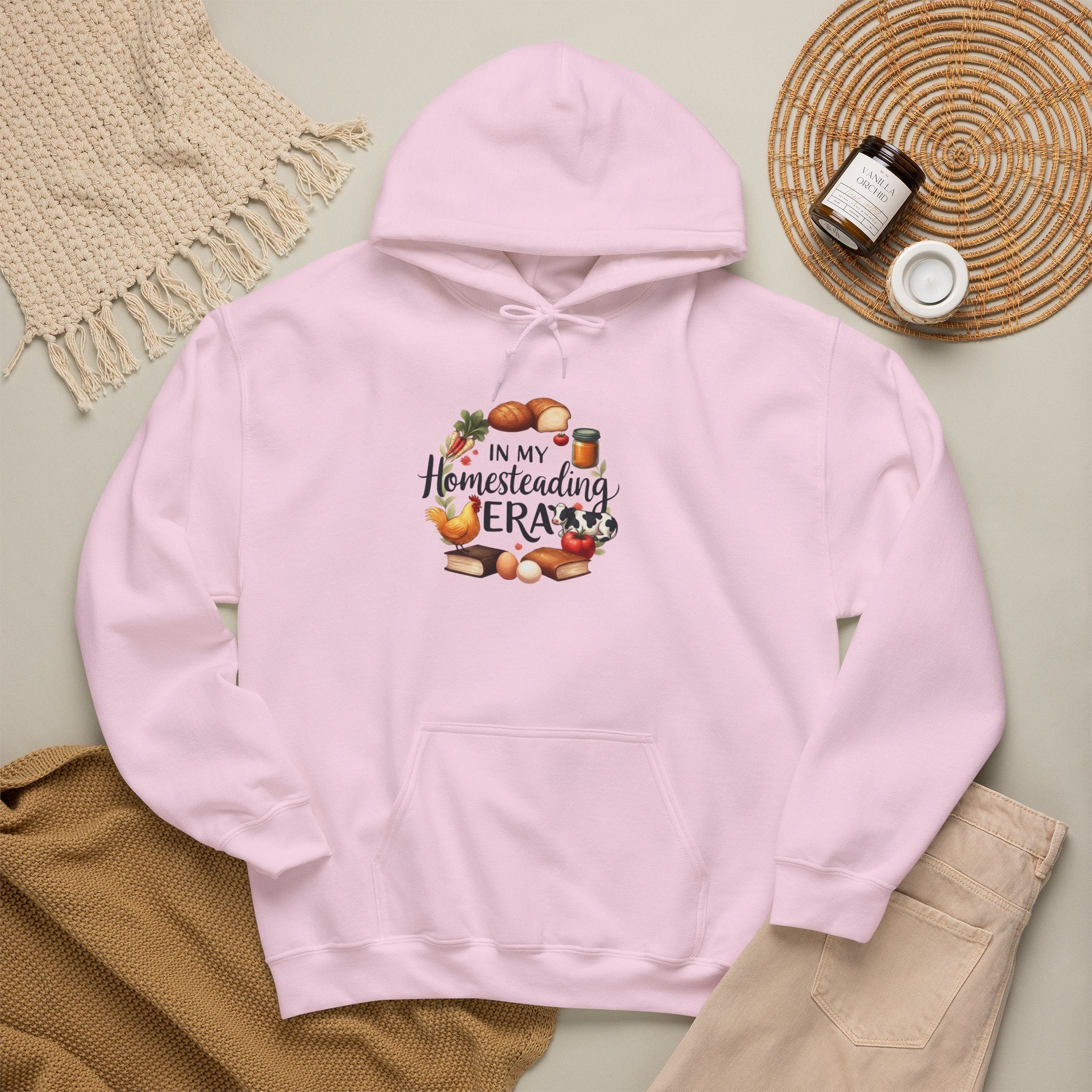 Homesteading Era Hoodie — "In My Homesteading Era" Canned Food, Chicken & Cow Design