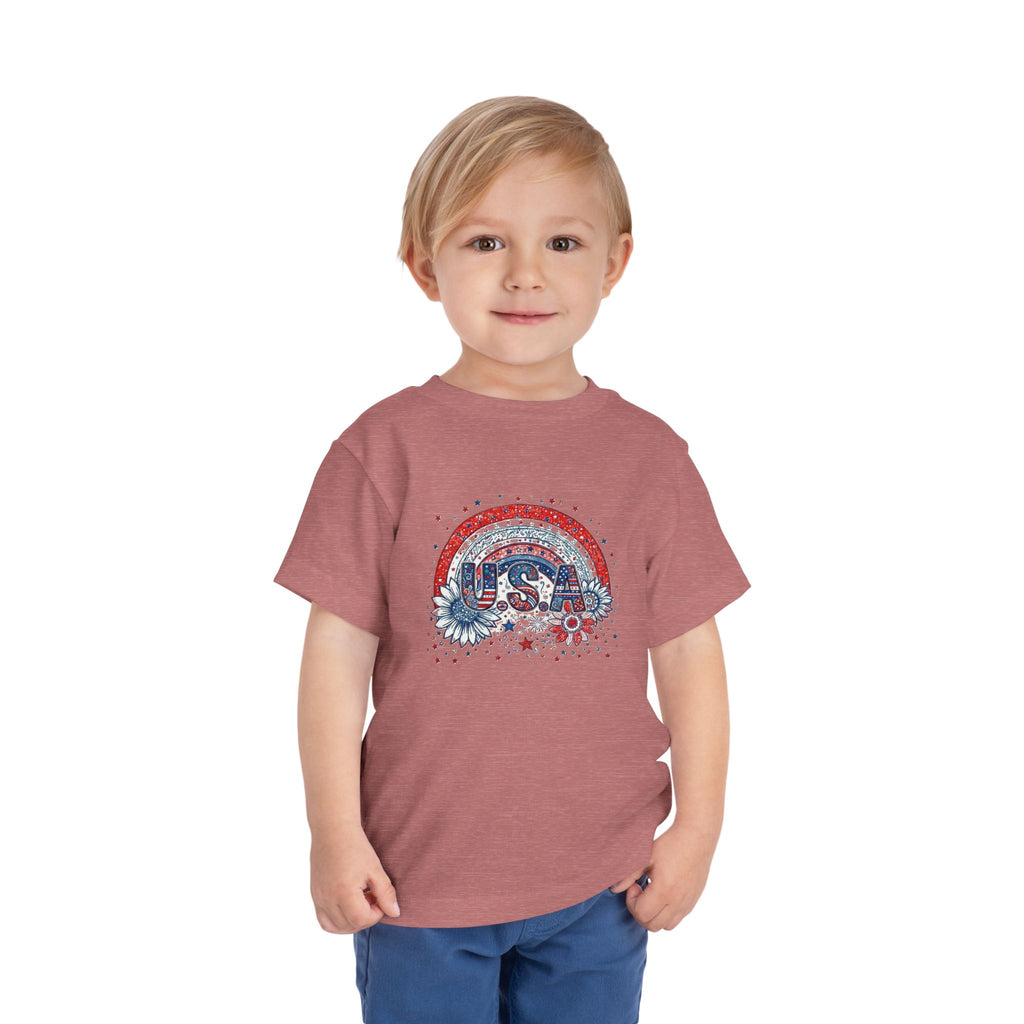 Toddler Tee — USA Rainbow Floral Patriotic 4th of July Shirt