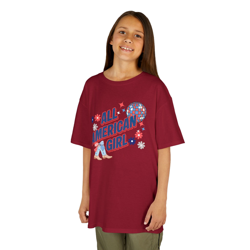 All American Girl Kids T-Shirt — Patriotic 4th of July Tee