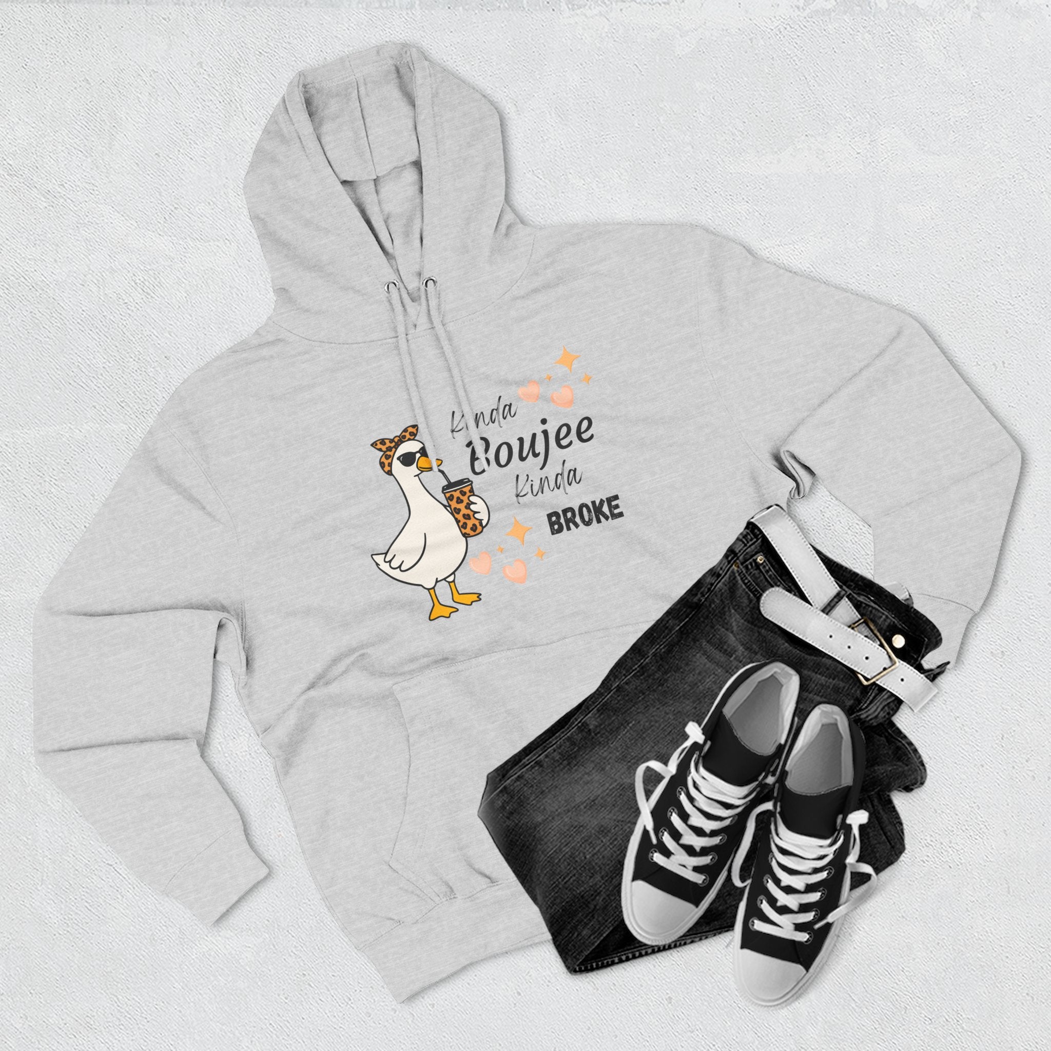 Duck Graphic Hoodie — "A Little Boujee, Kinda Broke" Cute Casual Pullover