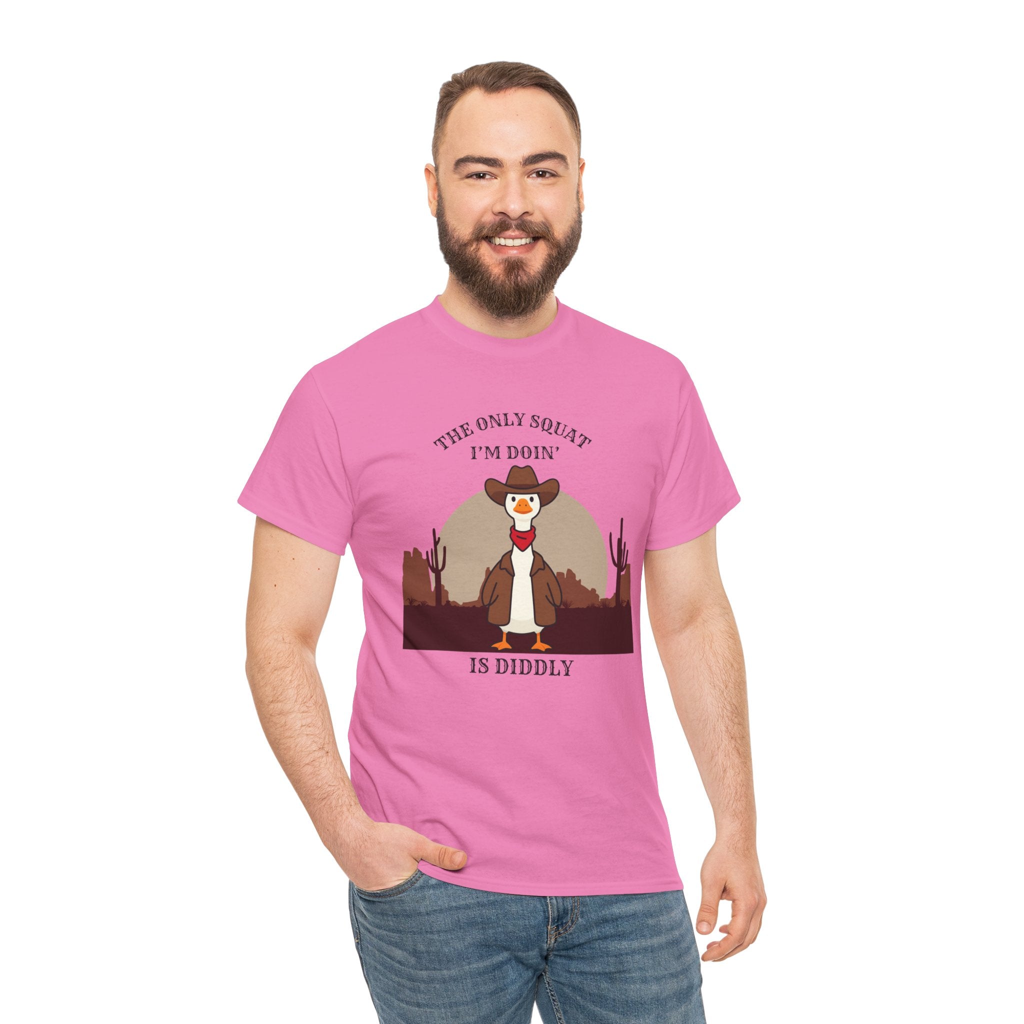 Cowboy Ferret Graphic Tee — "The Only Squat I'm Doin' Is Diddly" Cute Western Animal T-Shirt