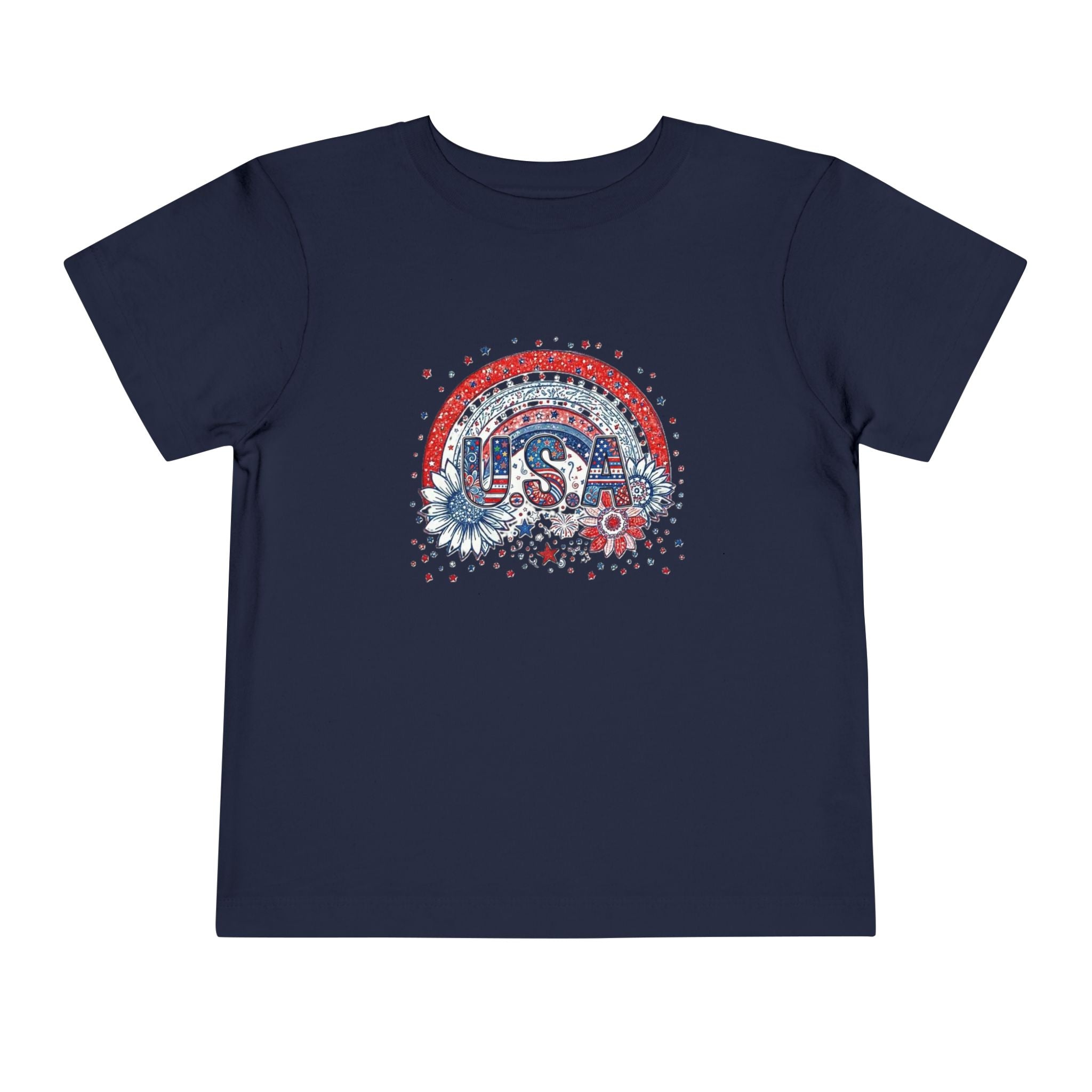 Toddler Tee — USA Rainbow Floral Patriotic 4th of July Shirt