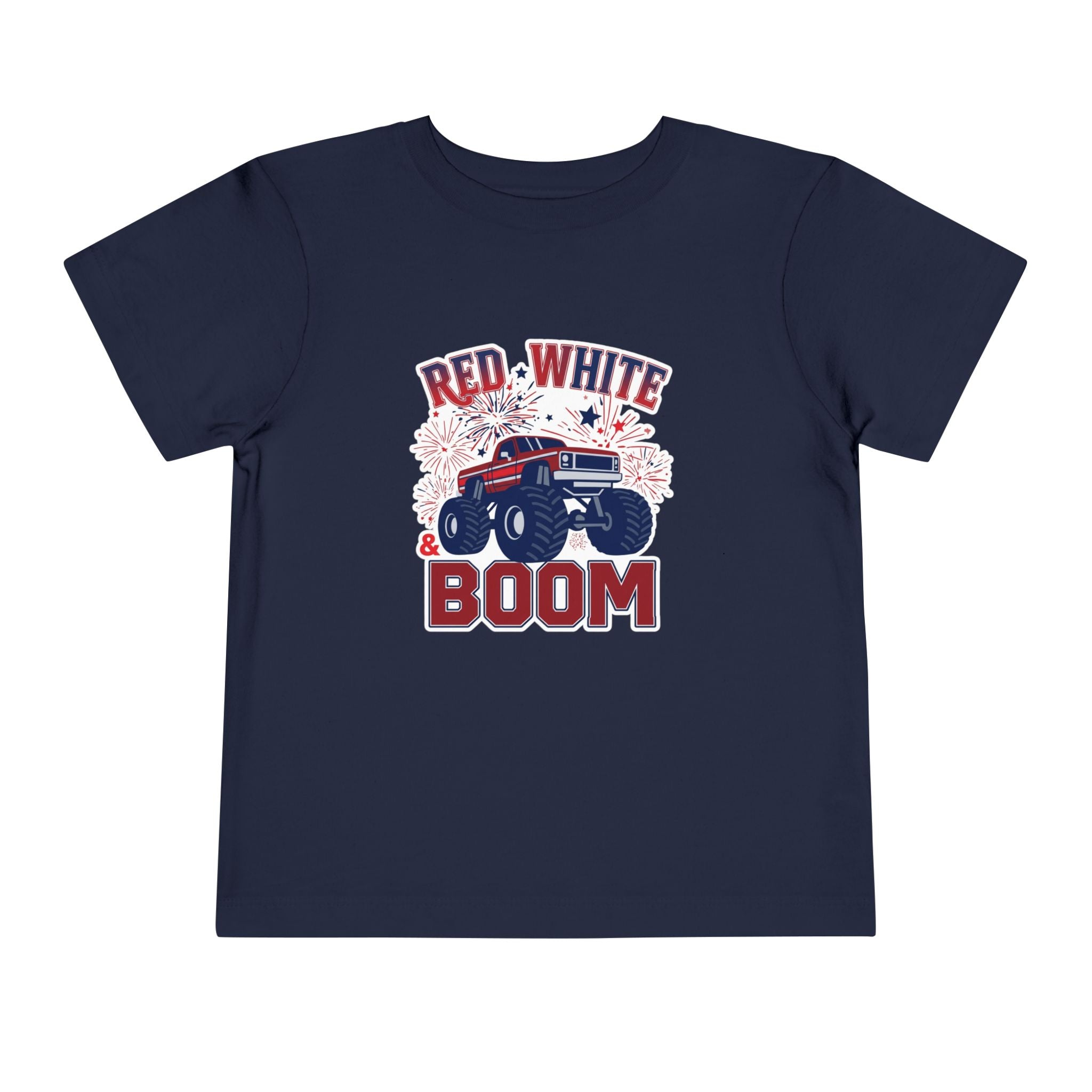 Toddler Tee - "Red, White & Boom" Monster Truck 4th of July Shirt