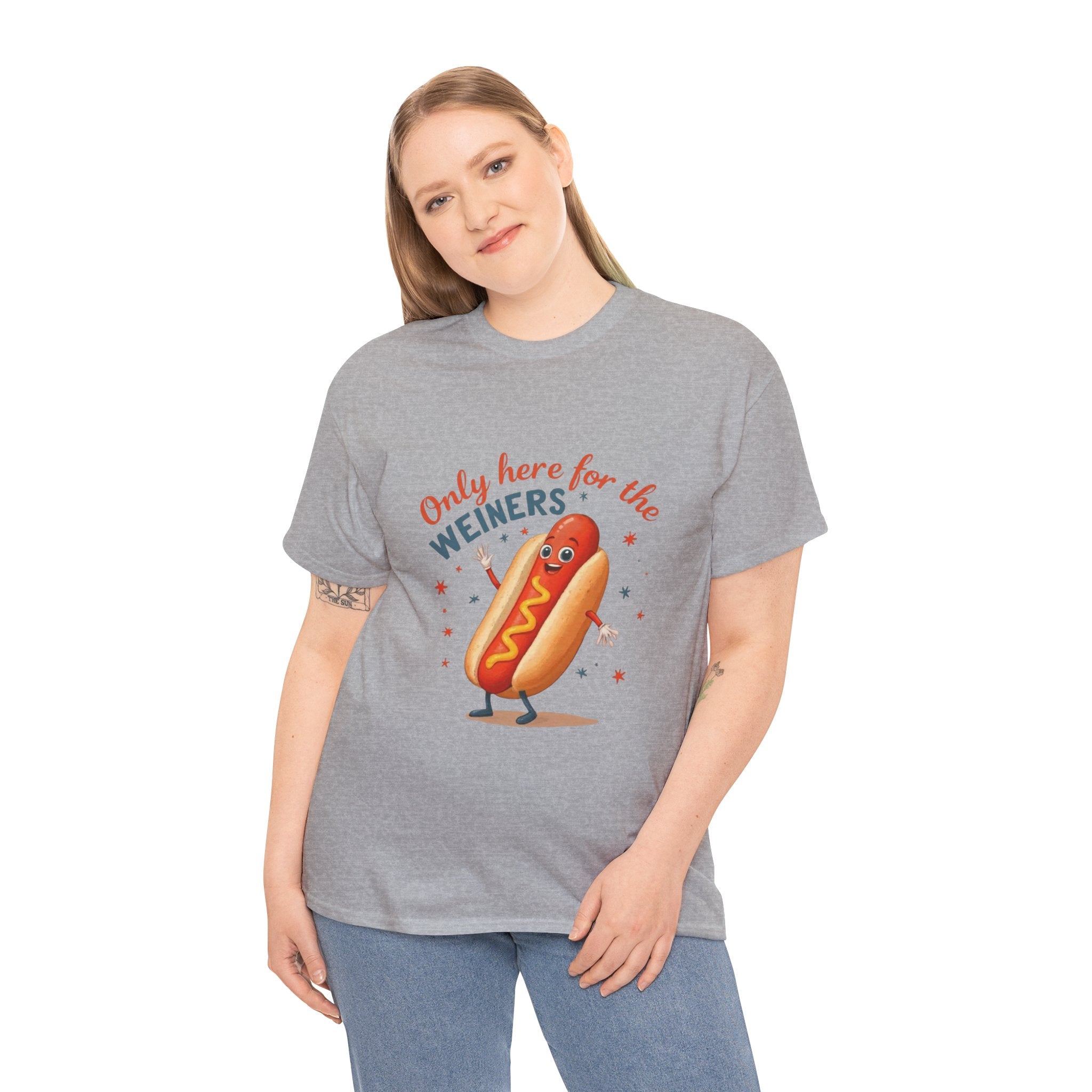 Funny Hot Dog Tee — "Only Here for the Weiners" Graphic T-Shirt