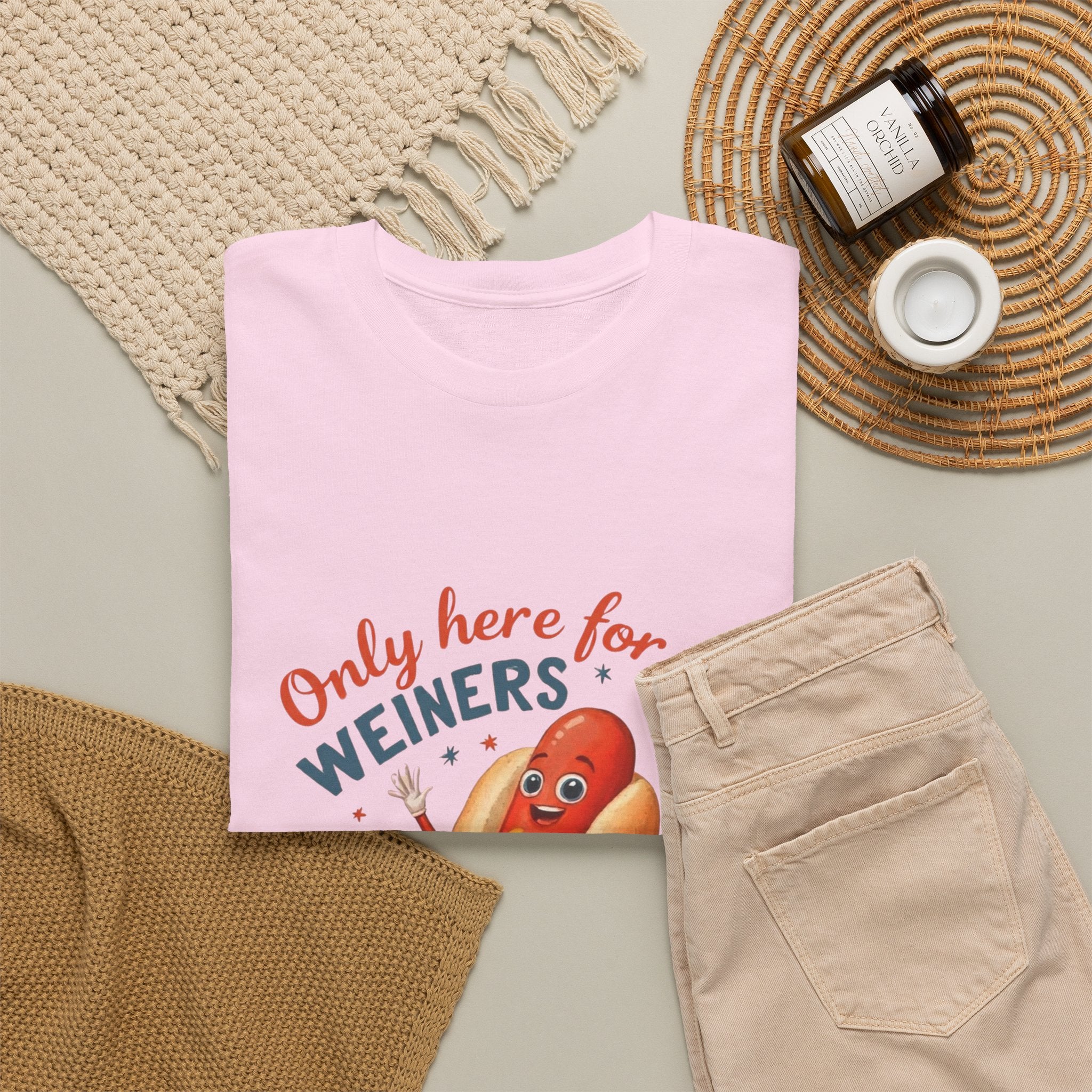 Funny Hot Dog Tee — "Only Here for the Weiners" Graphic T-Shirt