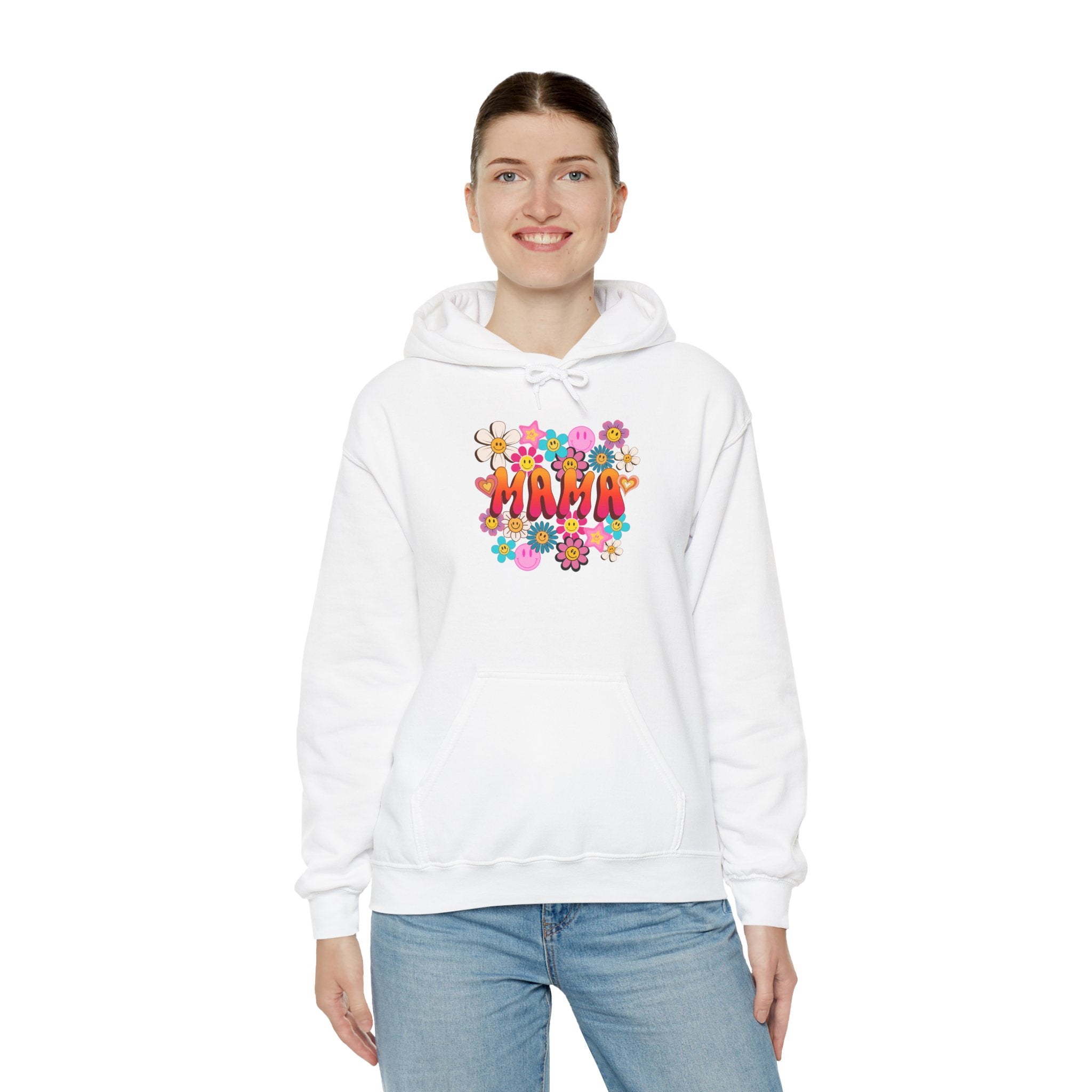 Mama Floral Hoodie — Retro Flower Power "Mama" Sweatshirt
