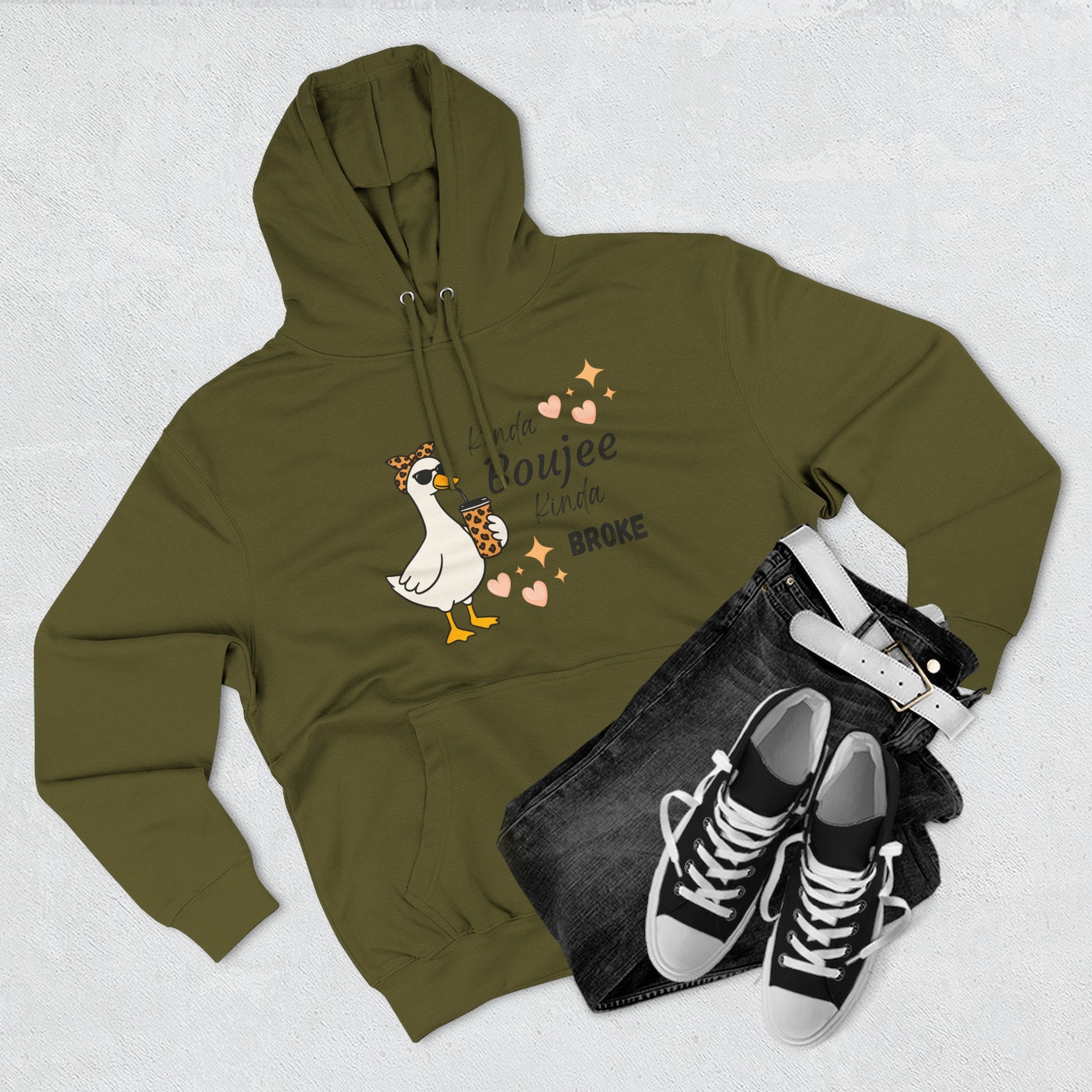 Duck Graphic Hoodie — "A Little Boujee, Kinda Broke" Cute Casual Pullover