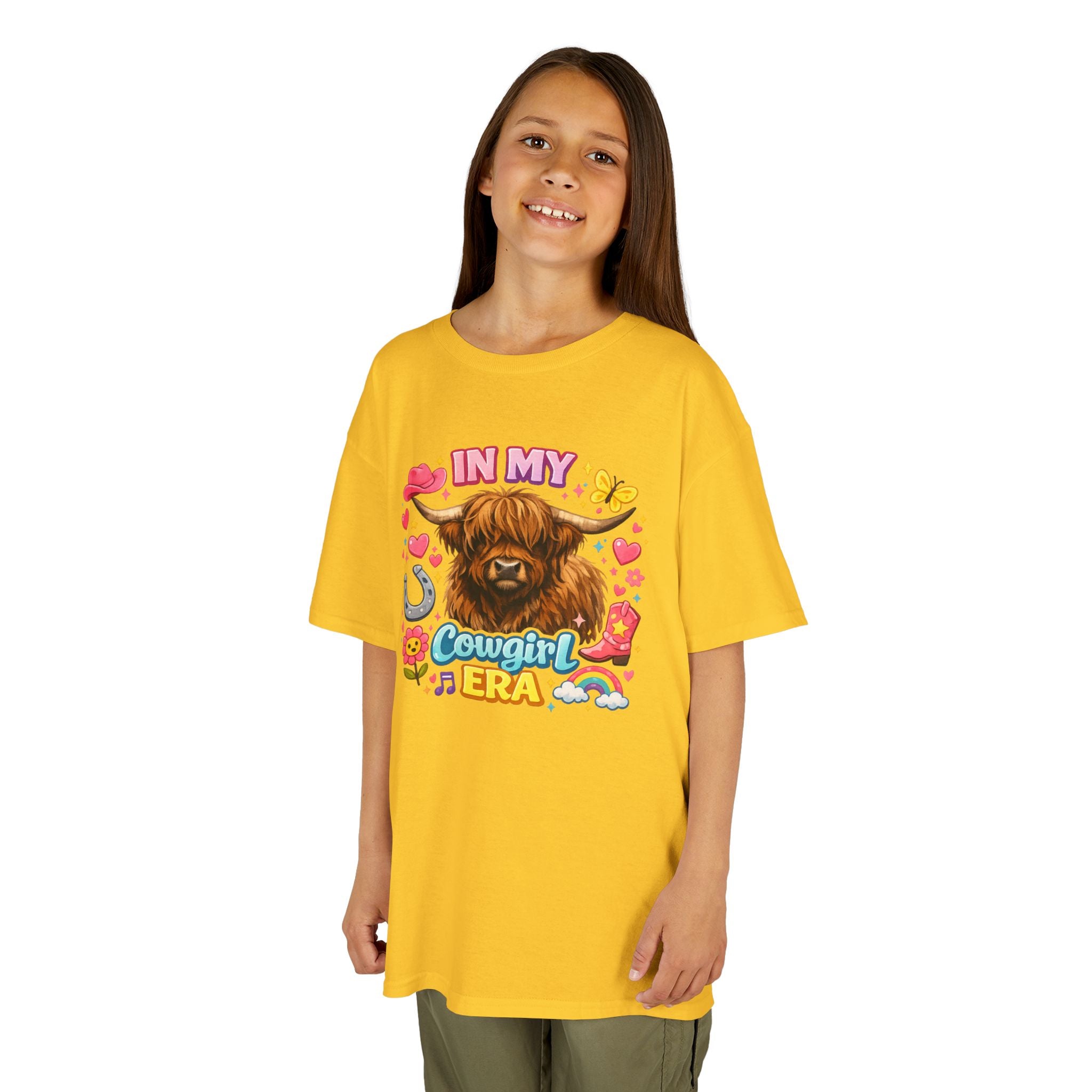 Kids Tee — "In My Cowgirl Era" Highland Cow Graphic