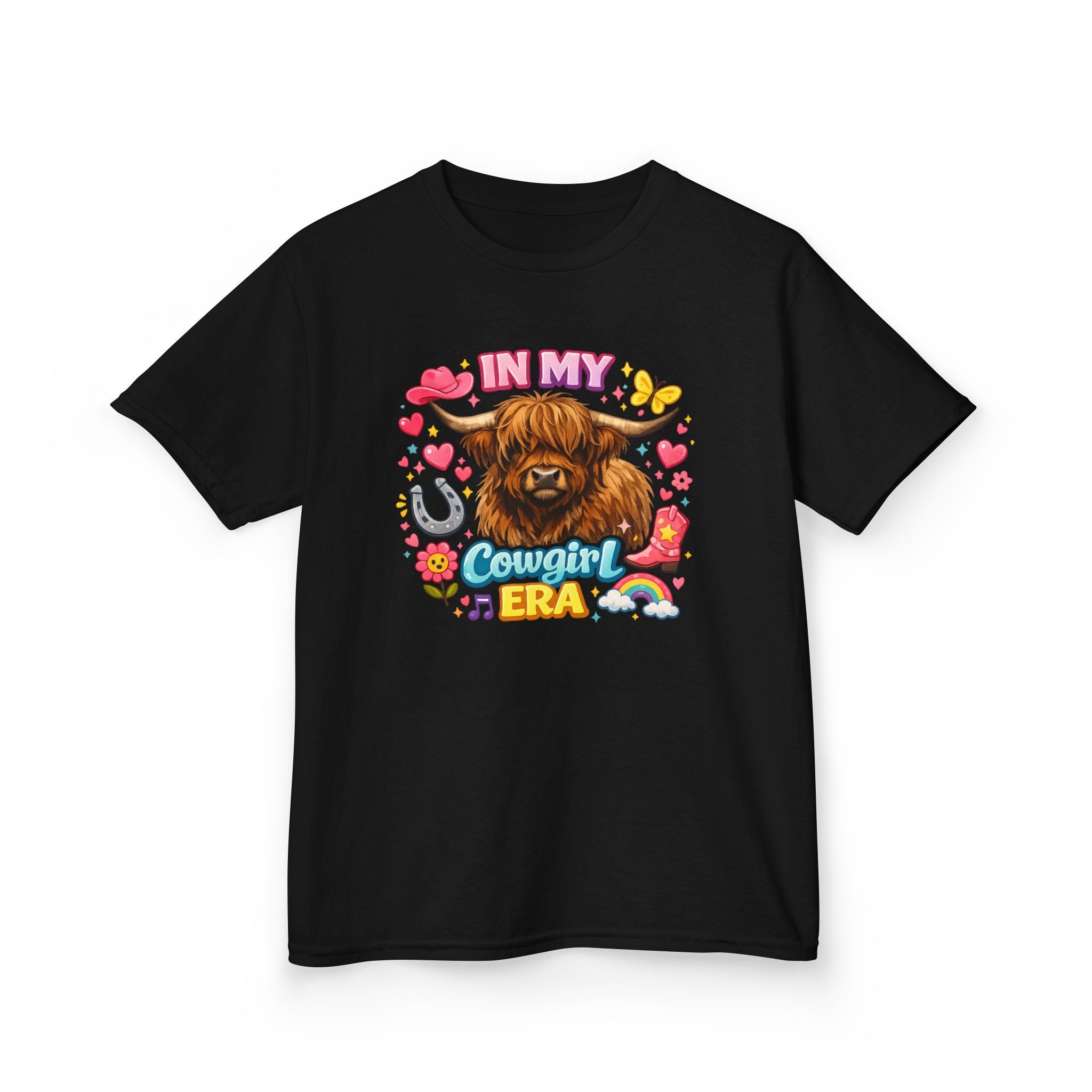 Kids Tee — "In My Cowgirl Era" Highland Cow Graphic