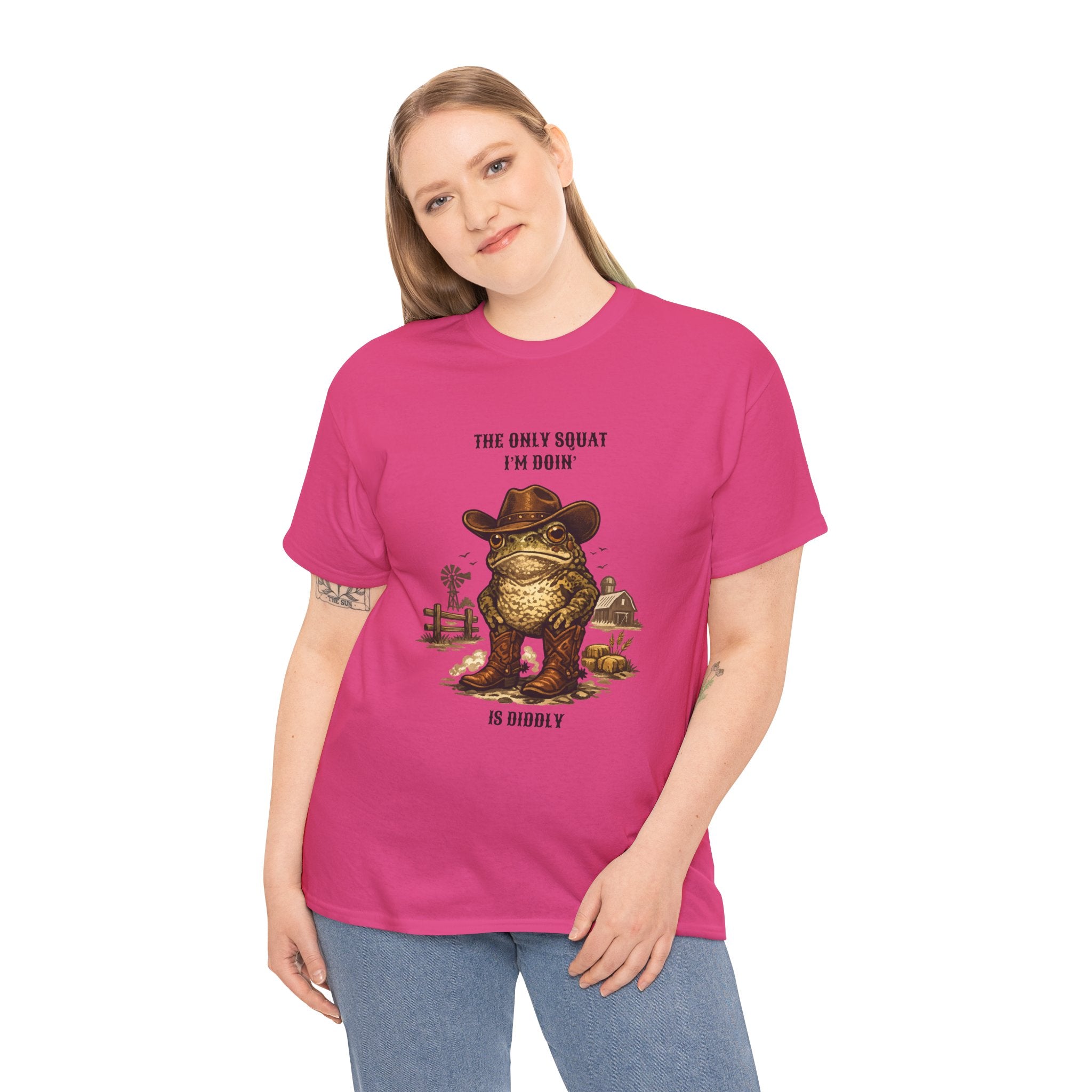 Frog Cowboy Tee — “The Only Squat I’m Doin’ Is Diddle” Funny Western Graphic T-Shirt