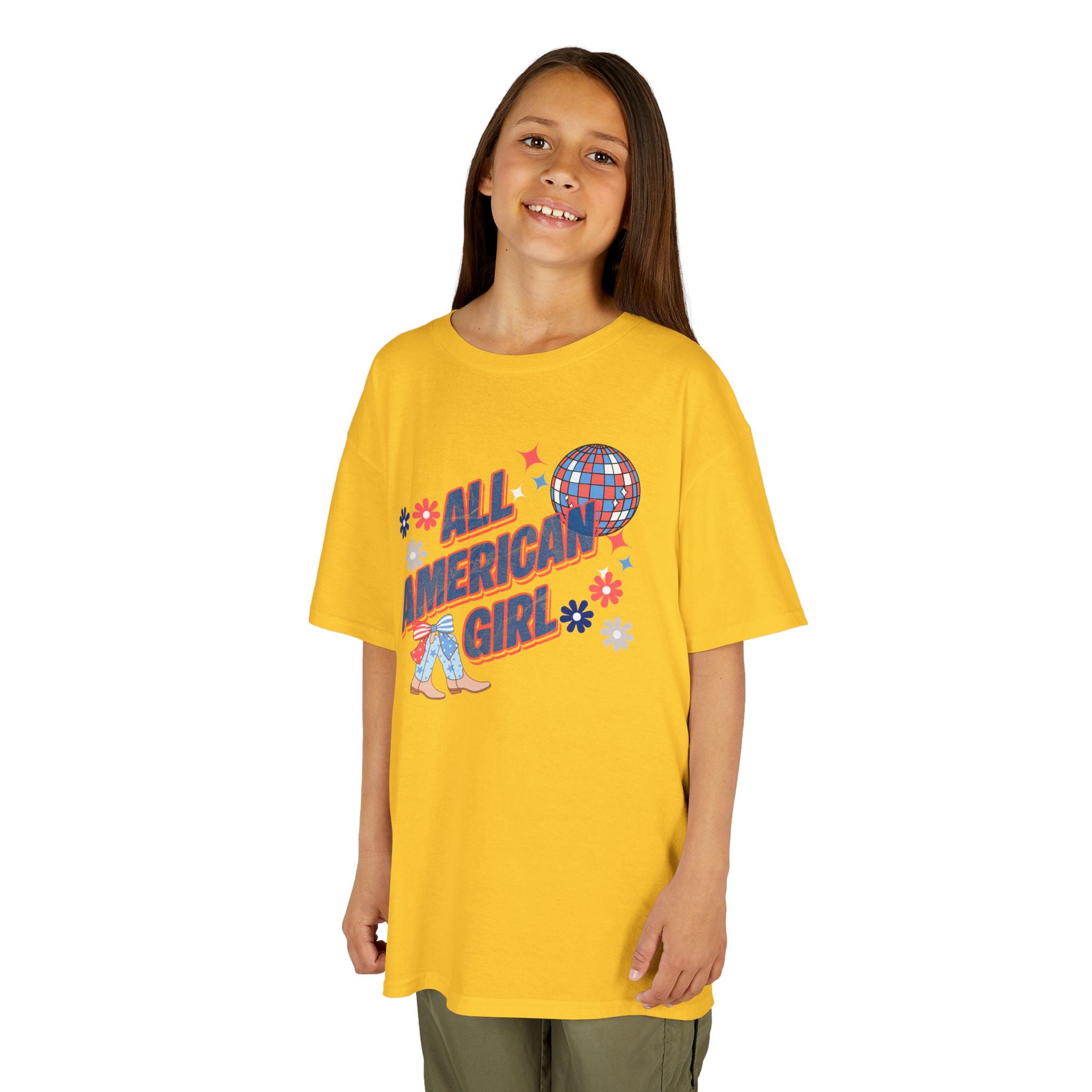All American Girl Kids T-Shirt — Patriotic 4th of July Tee