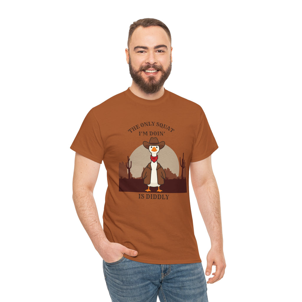 Cowboy Ferret Graphic Tee — "The Only Squat I'm Doin' Is Diddly" Cute Western Animal T-Shirt