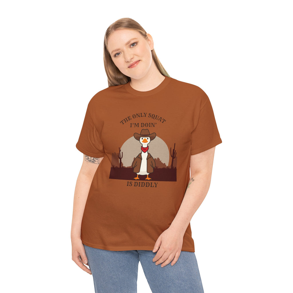 Cowboy Ferret Graphic Tee — "The Only Squat I'm Doin' Is Diddly" Cute Western Animal T-Shirt
