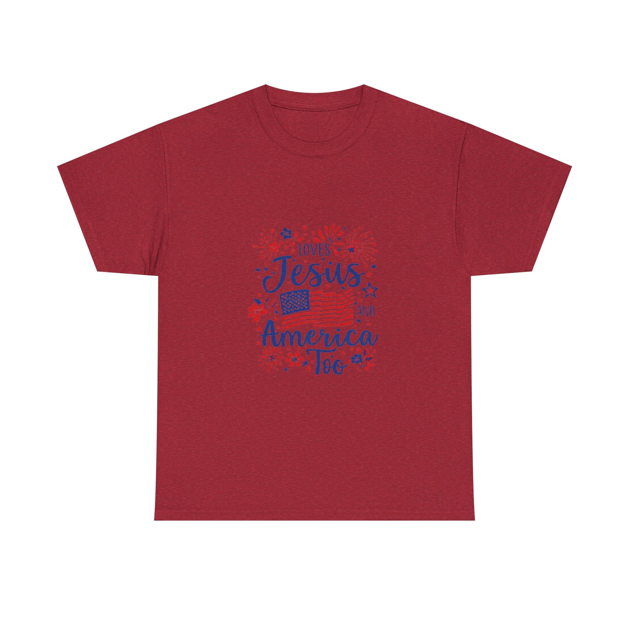Jesus and America Tee — Patriotic Christian T-Shirt ("Loves Jesus and America Too")