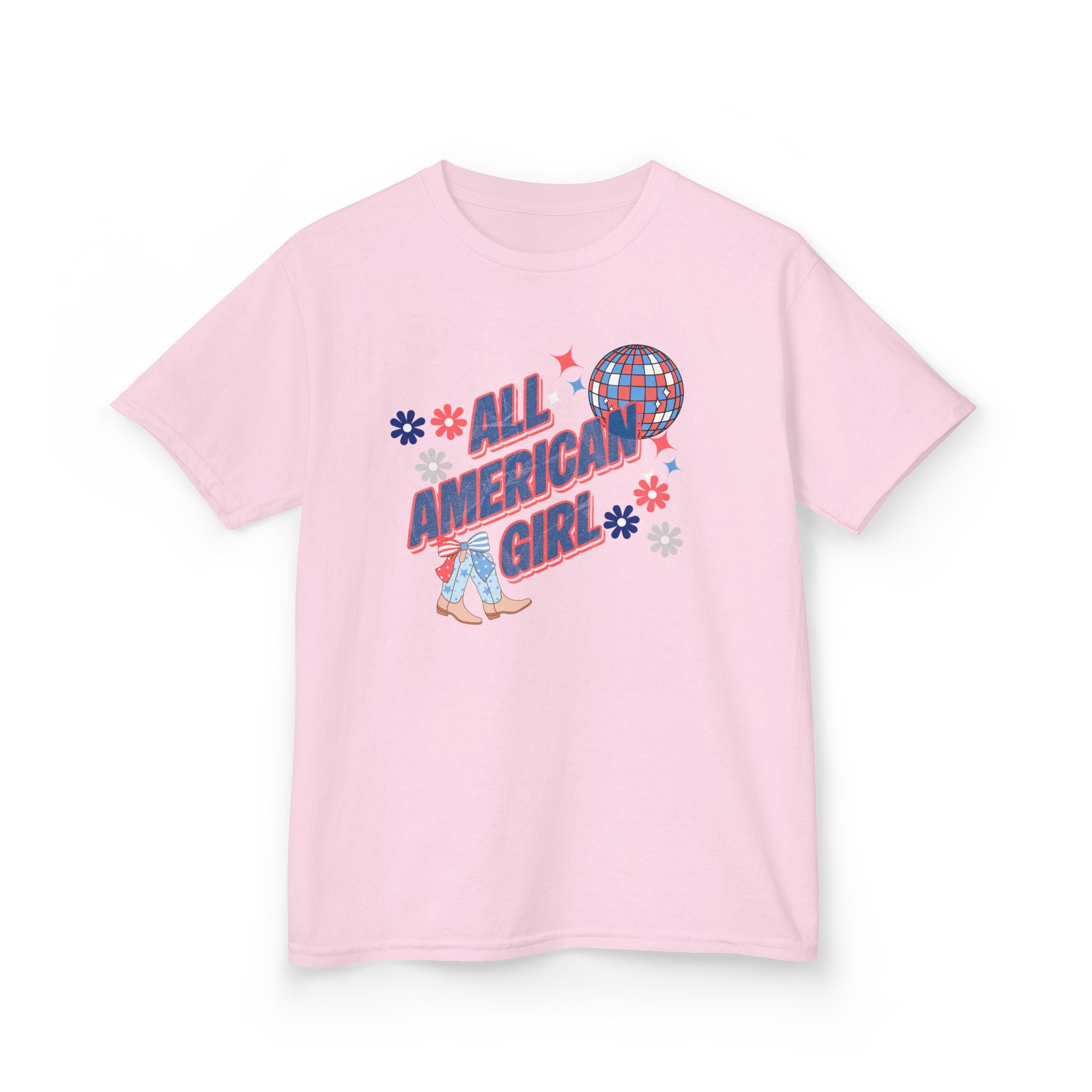 All American Girl Kids T-Shirt — Patriotic 4th of July Tee