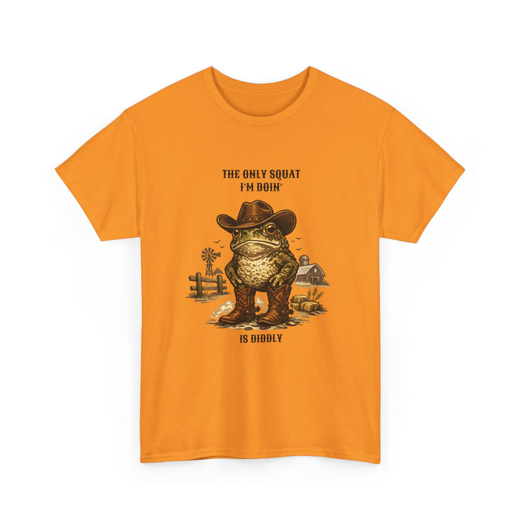 Frog Cowboy Tee — “The Only Squat I’m Doin’ Is Diddle” Funny Western Graphic T-Shirt