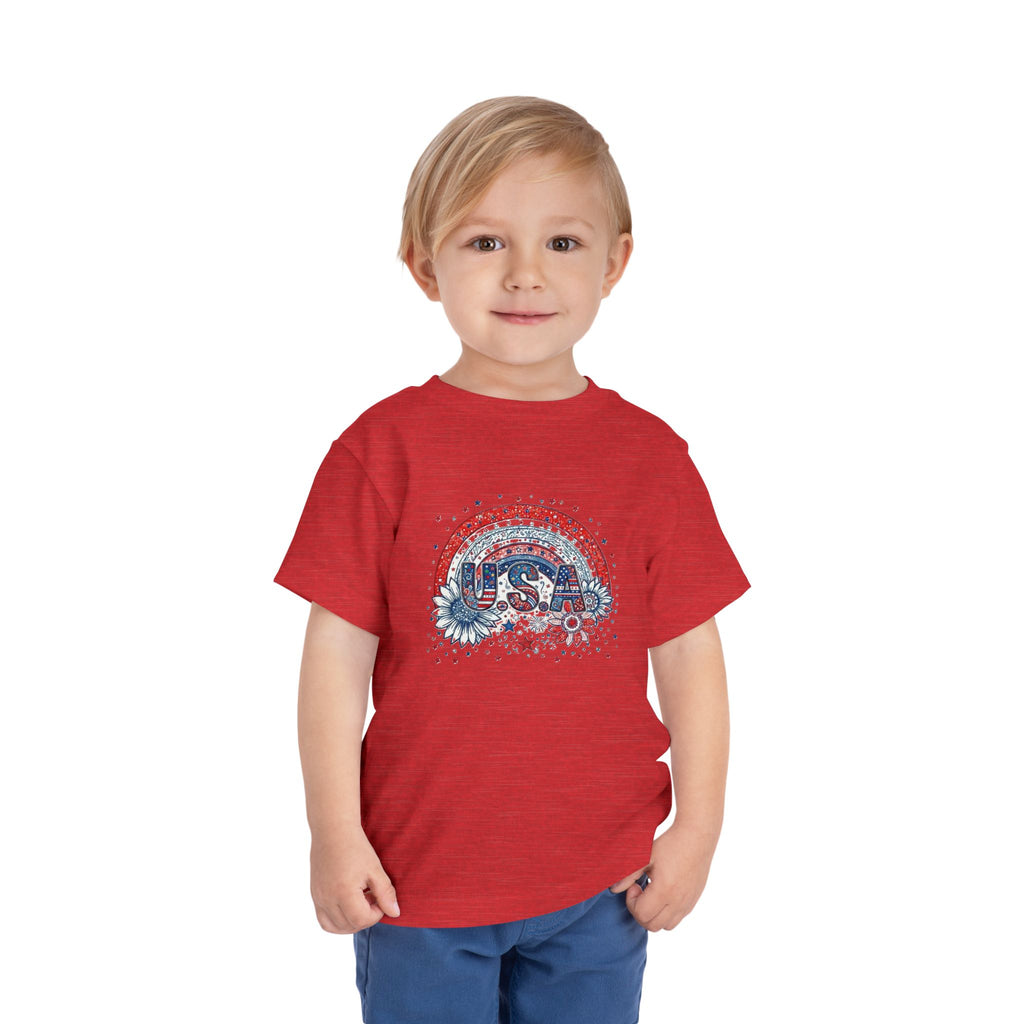 Toddler Tee — USA Rainbow Floral Patriotic 4th of July Shirt