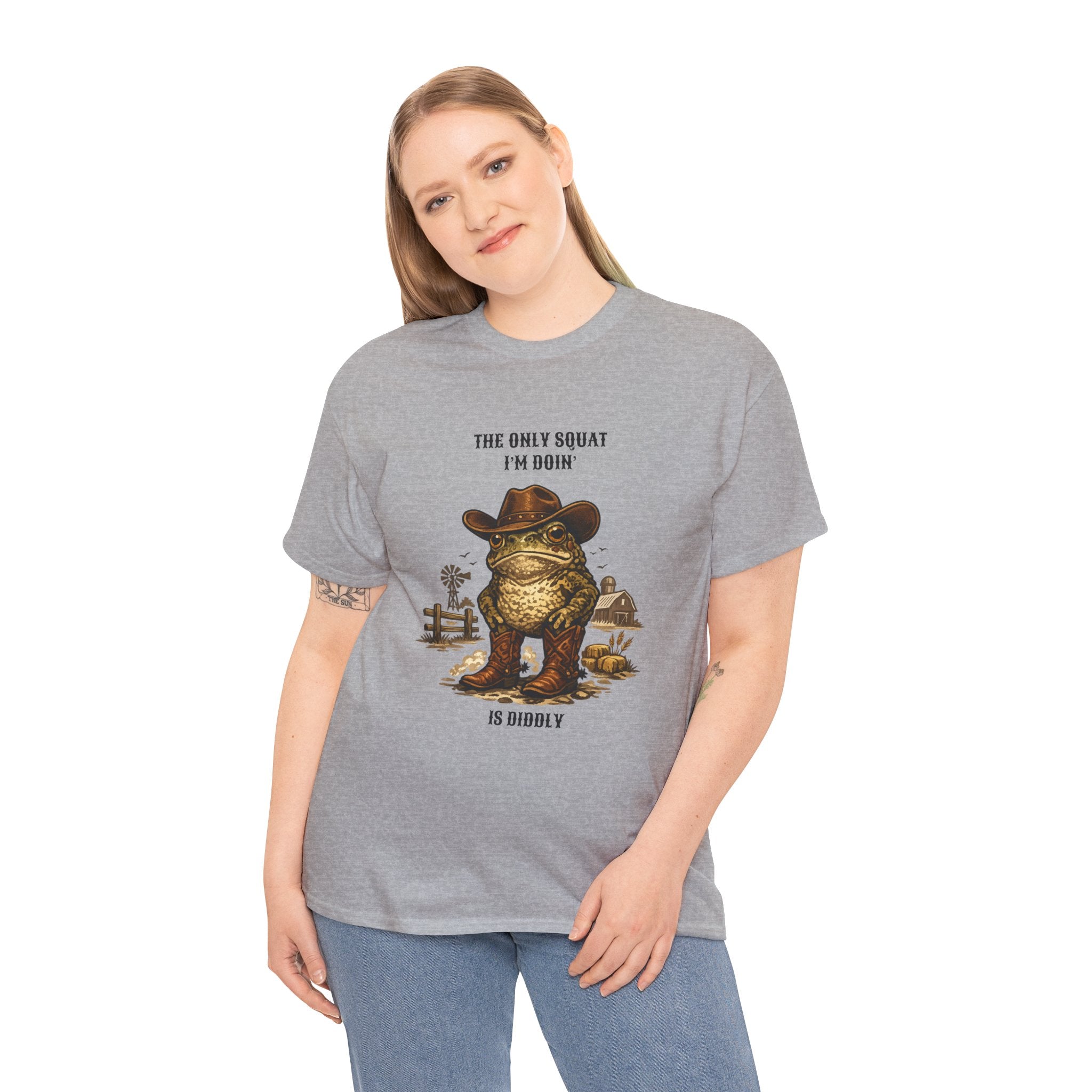 Frog Cowboy Tee — “The Only Squat I’m Doin’ Is Diddle” Funny Western Graphic T-Shirt