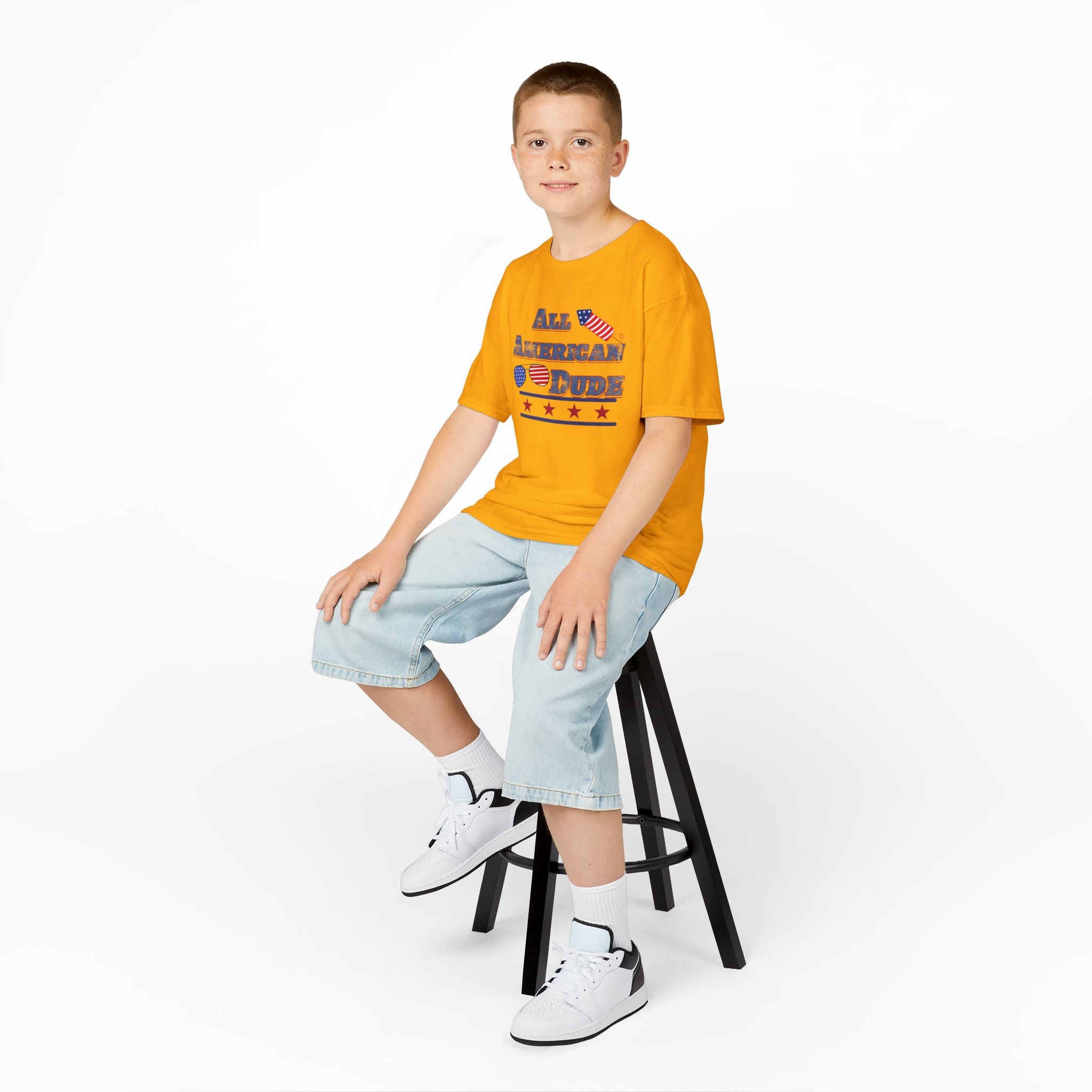 Kids Tee — "All American Dude" Patriotic 4th of July T-Shirt