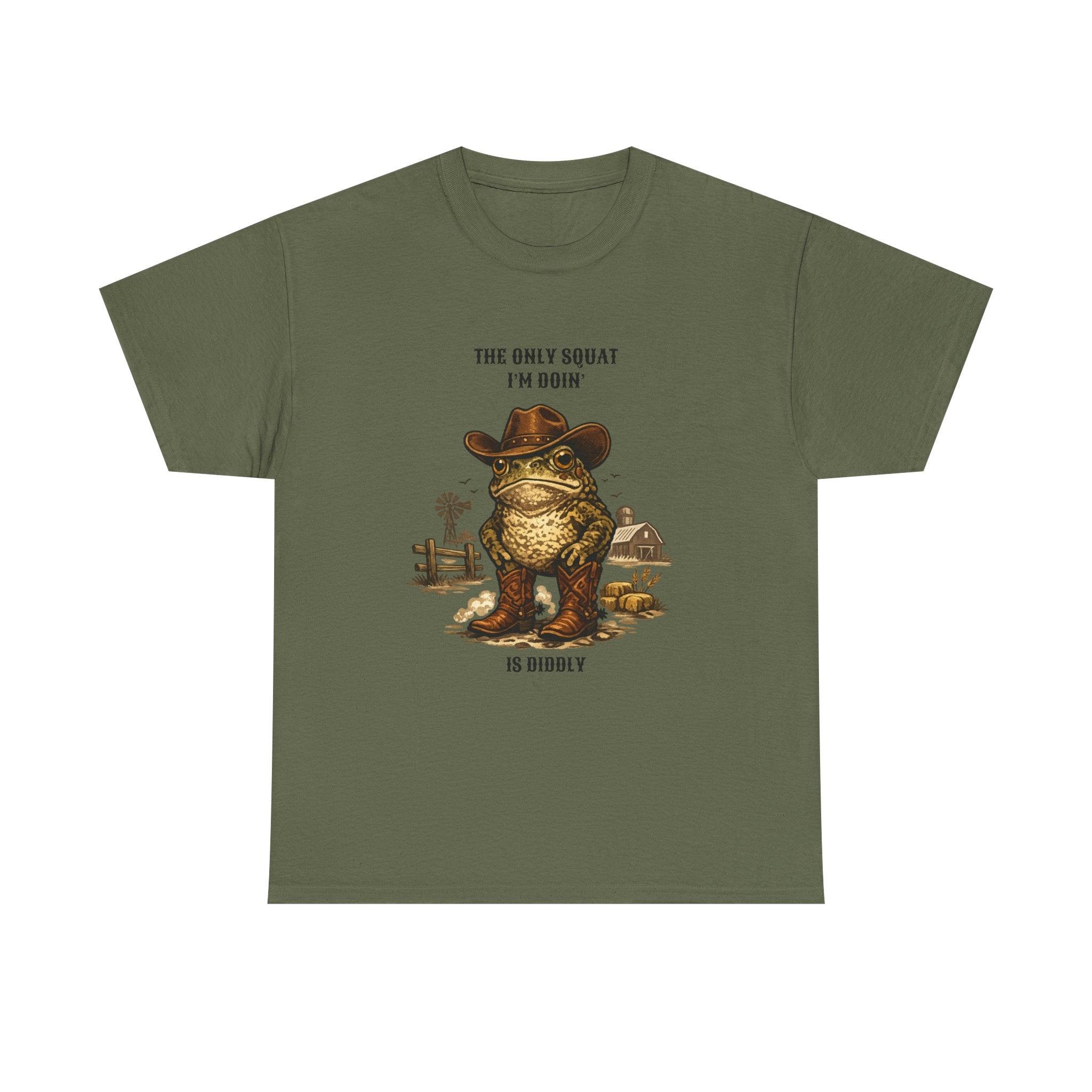 Frog Cowboy Tee — “The Only Squat I’m Doin’ Is Diddle” Funny Western Graphic T-Shirt