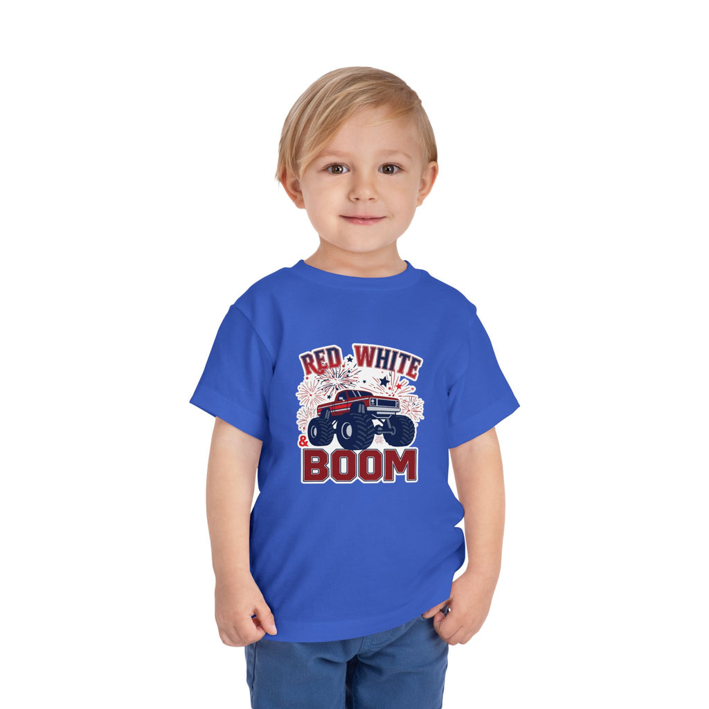 Toddler Tee - "Red, White & Boom" Monster Truck 4th of July Shirt