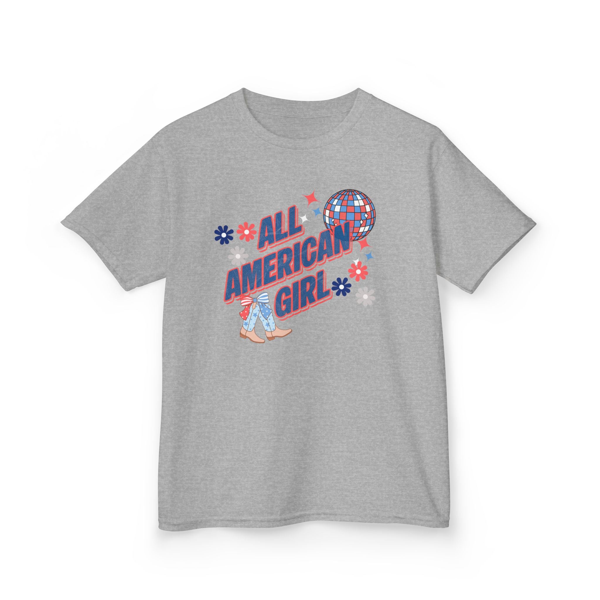 All American Girl Kids T-Shirt — Patriotic 4th of July Tee