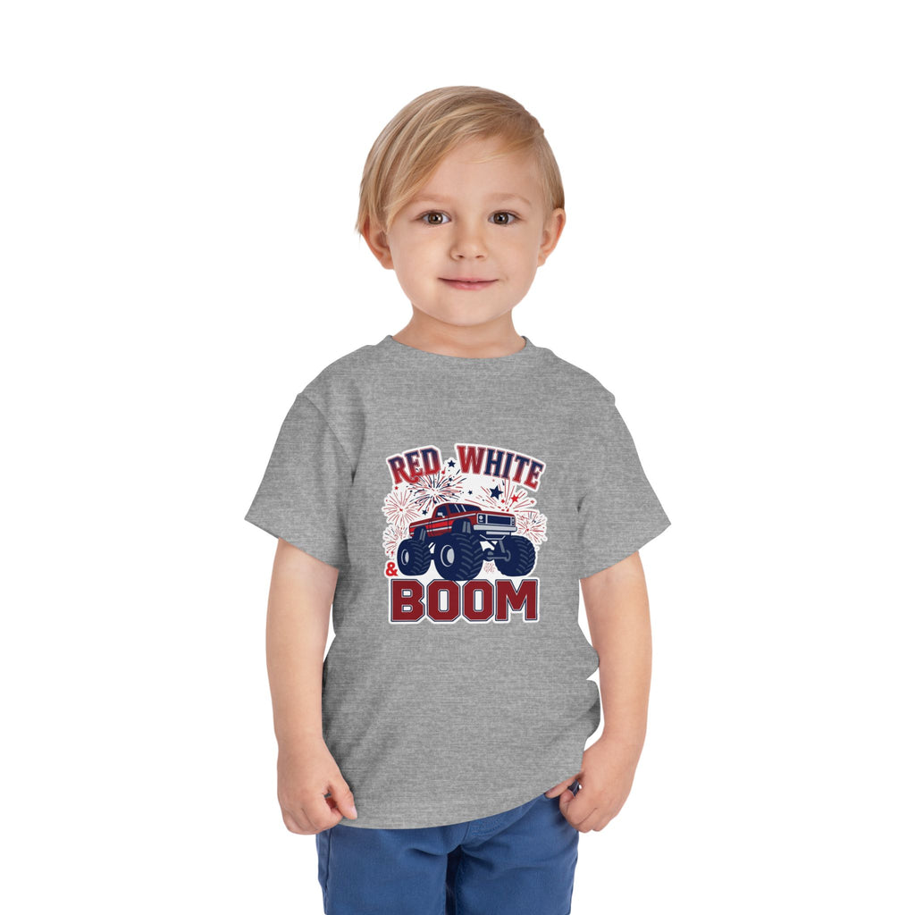 Toddler Tee - "Red, White & Boom" Monster Truck 4th of July Shirt