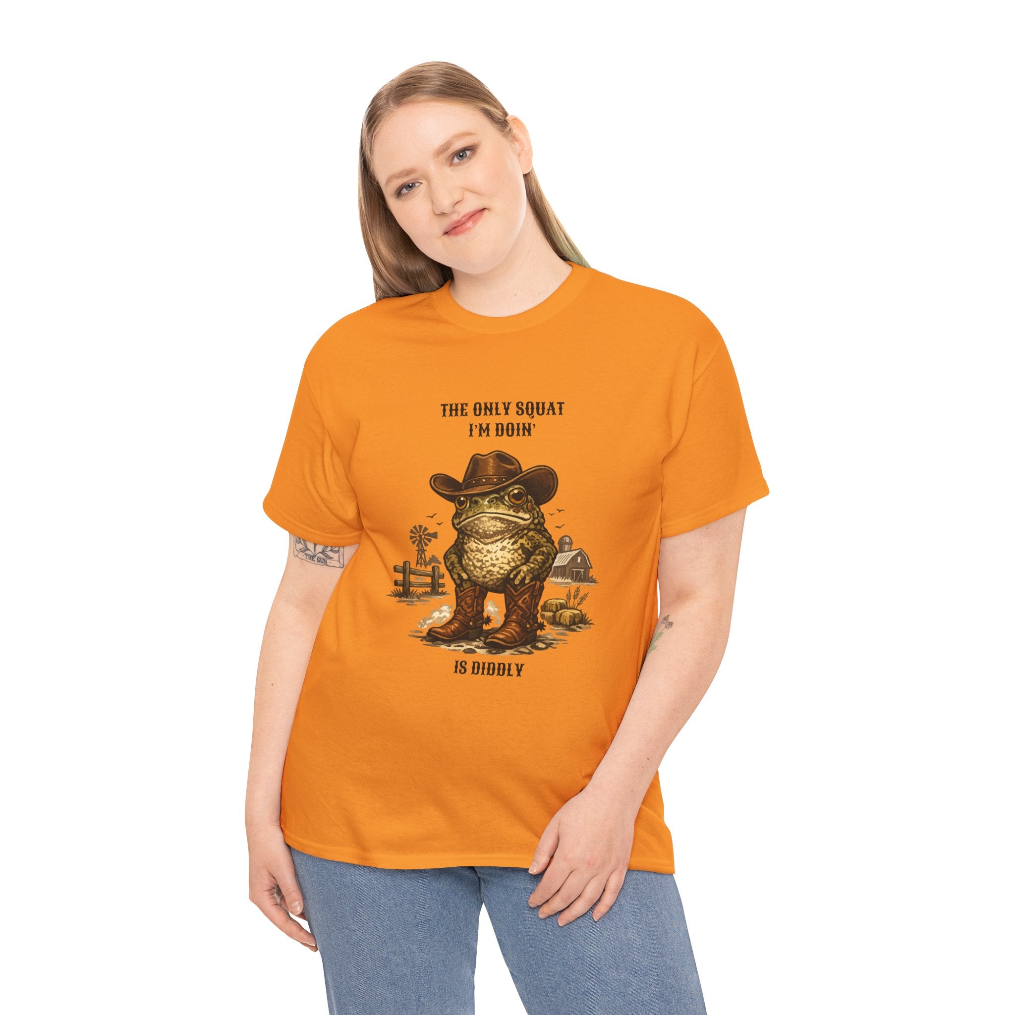 Frog Cowboy Tee — “The Only Squat I’m Doin’ Is Diddle” Funny Western Graphic T-Shirt