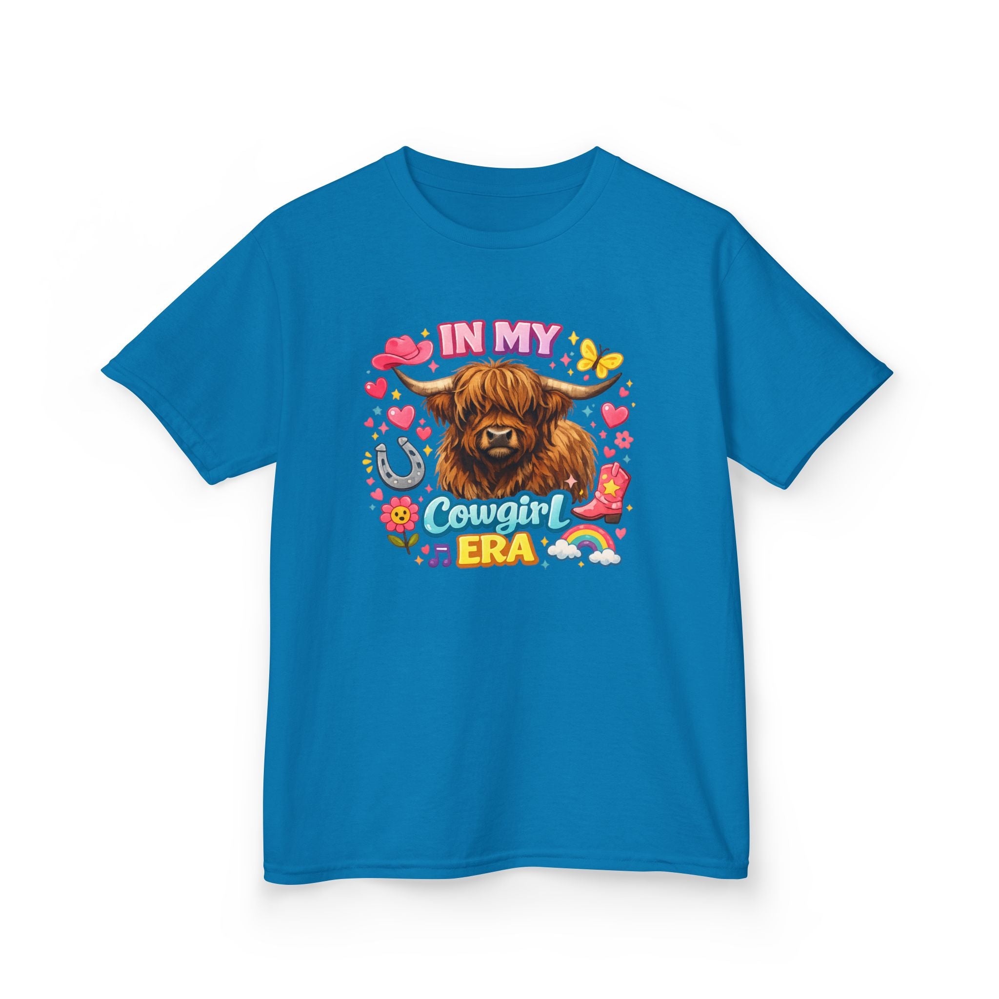 Kids Tee — "In My Cowgirl Era" Highland Cow Graphic