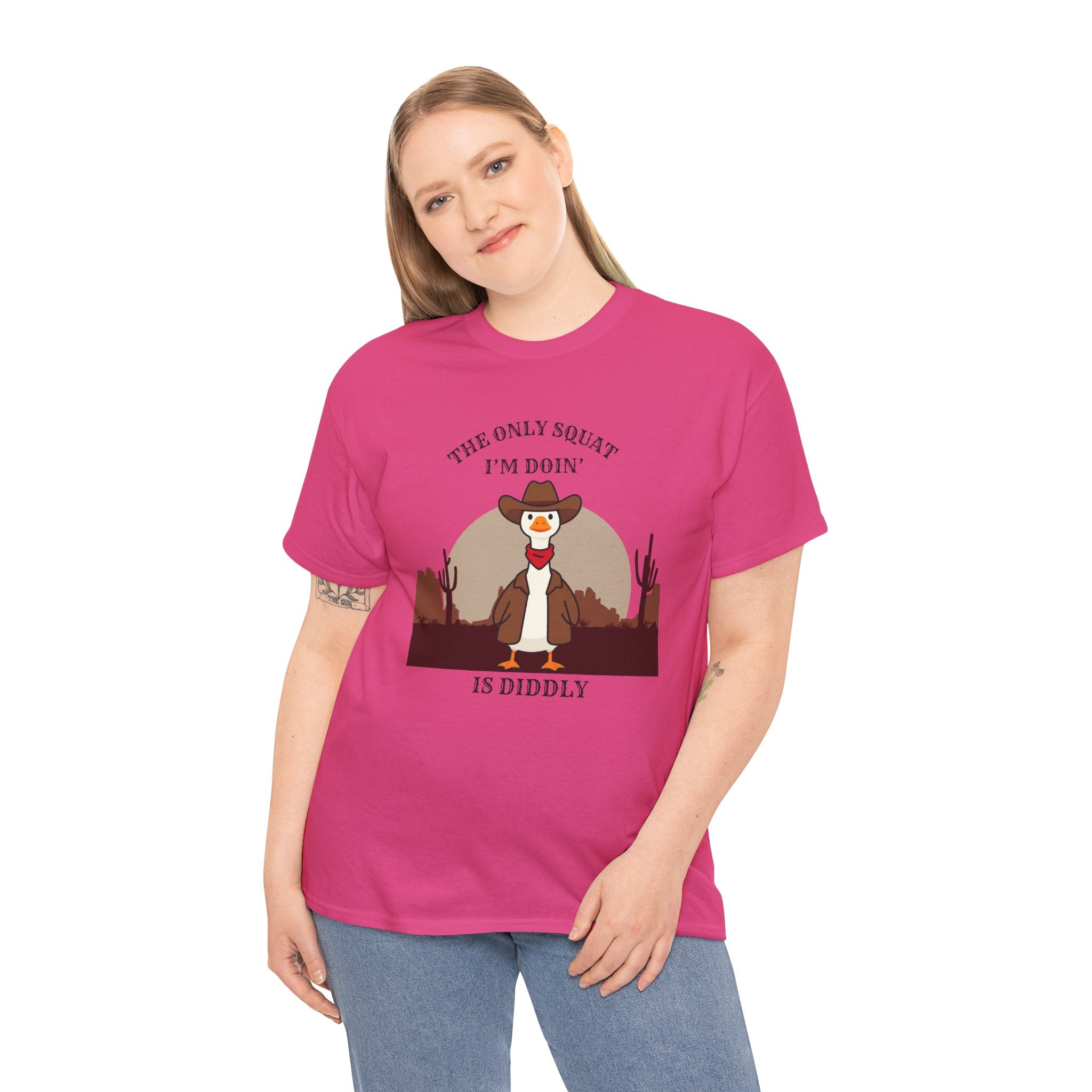 Cowboy Ferret Graphic Tee — "The Only Squat I'm Doin' Is Diddly" Cute Western Animal T-Shirt