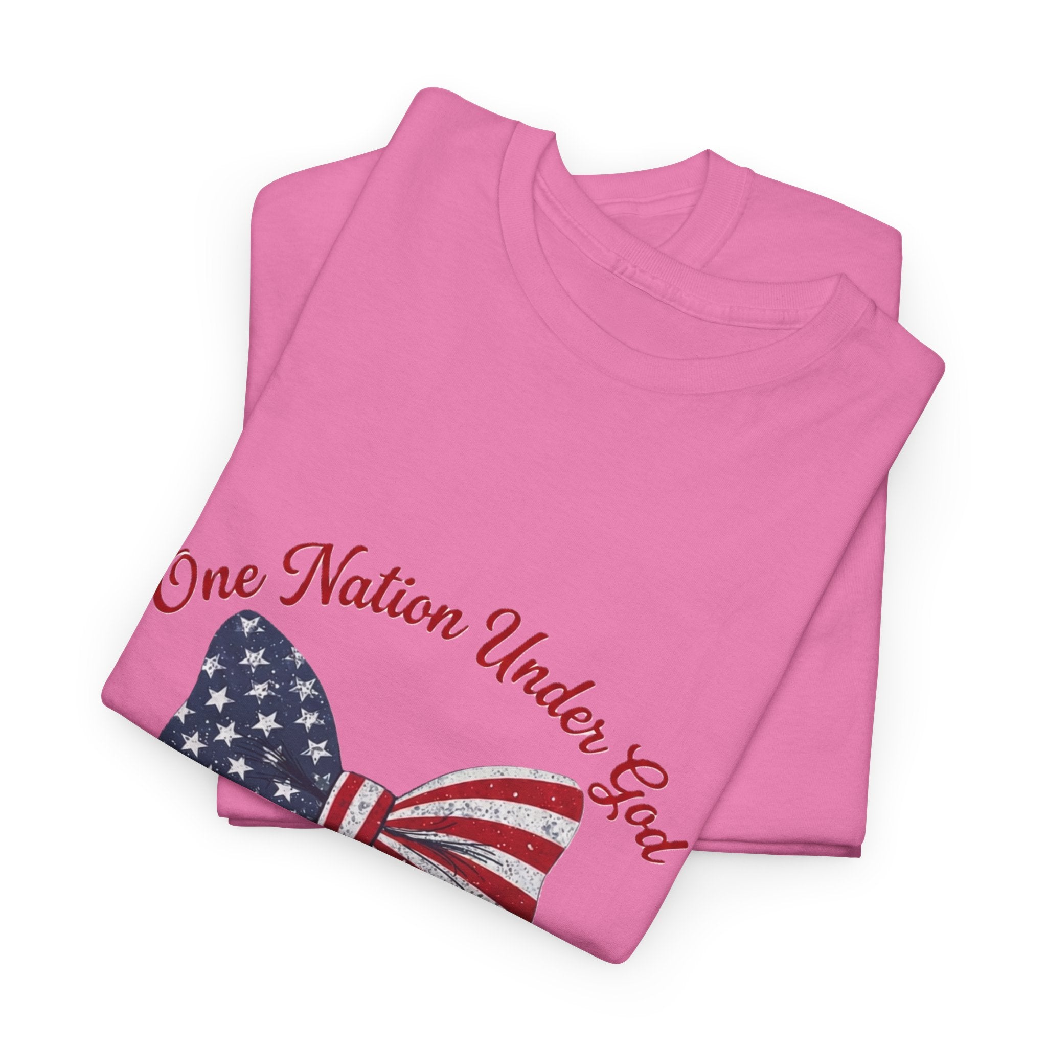 Patriotic Bow Tee — "One Nation Under God" American Flag Cross T-Shirt