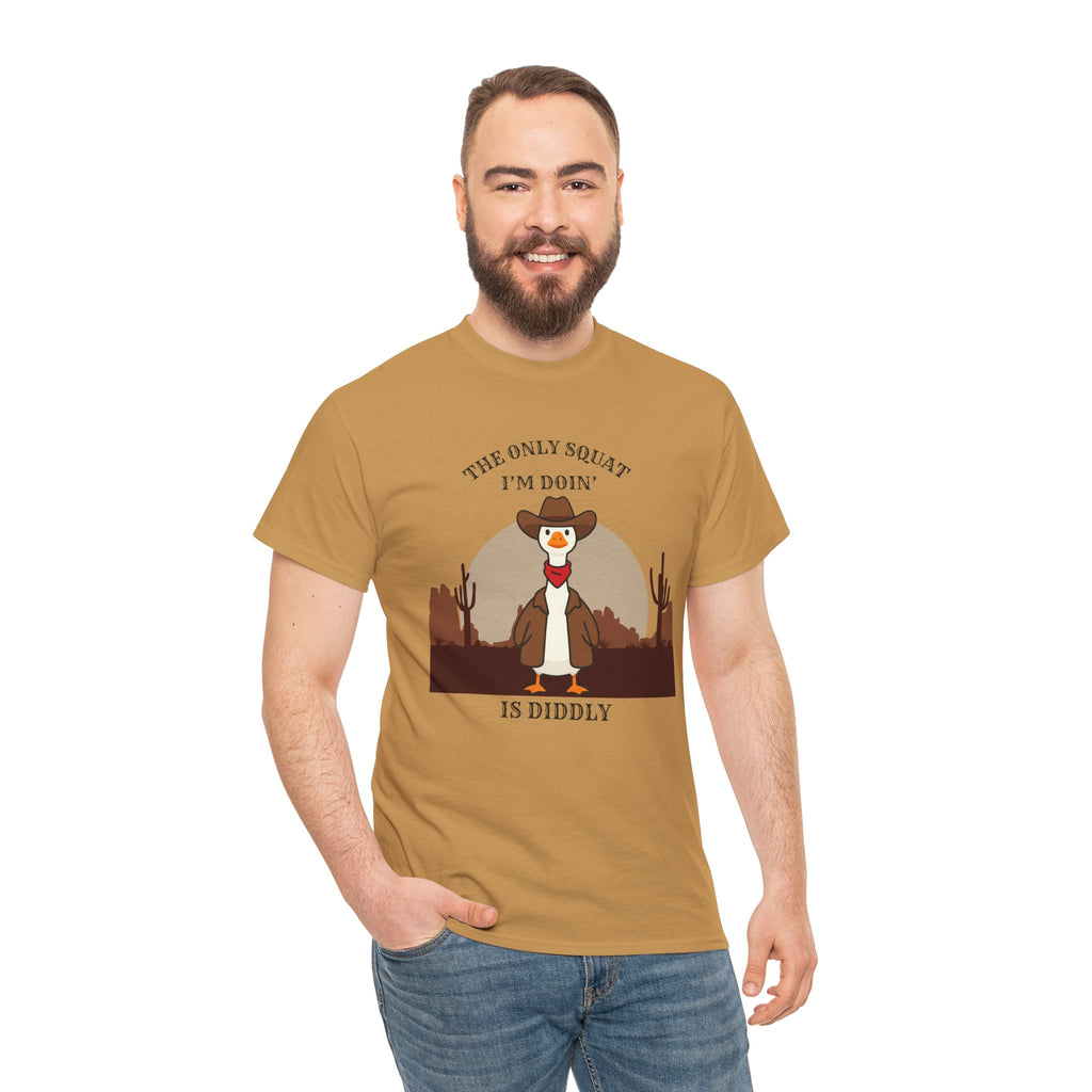 Cowboy Ferret Graphic Tee — "The Only Squat I'm Doin' Is Diddly" Cute Western Animal T-Shirt